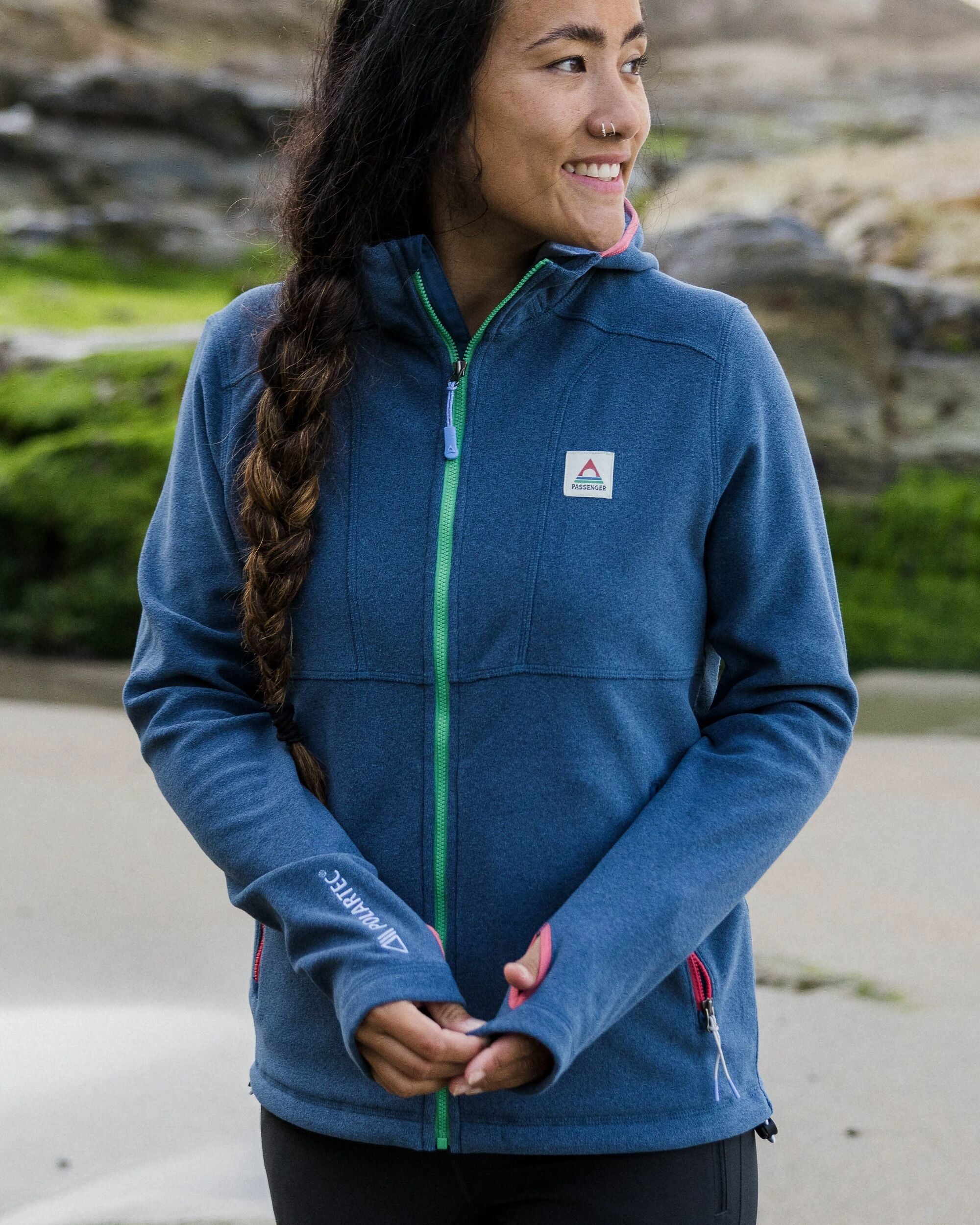 Crest Recycled Polartec® Fleece Hoodie - Dark Denim Marl