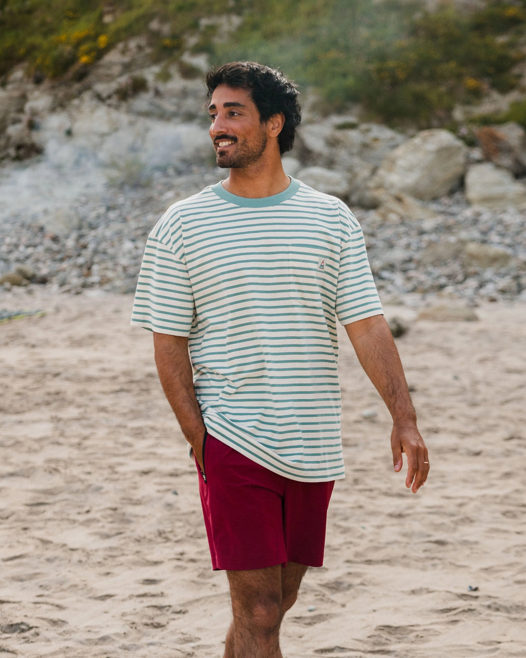 Zen Recycled Cotton Relaxed Fit T-Shirt - Deep Sea Stripe