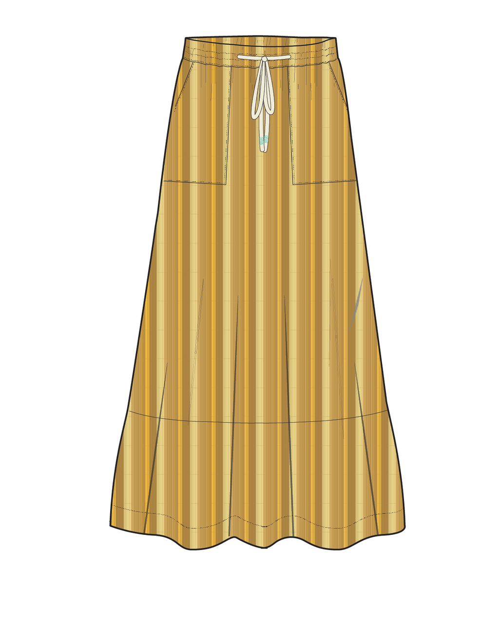 Zephyr Woven Maxi Skirt - Spruce Yellow Stripe