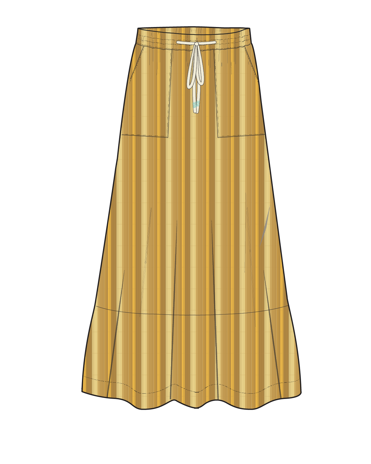 Zephyr Woven Maxi Skirt - Spruce Yellow Stripe