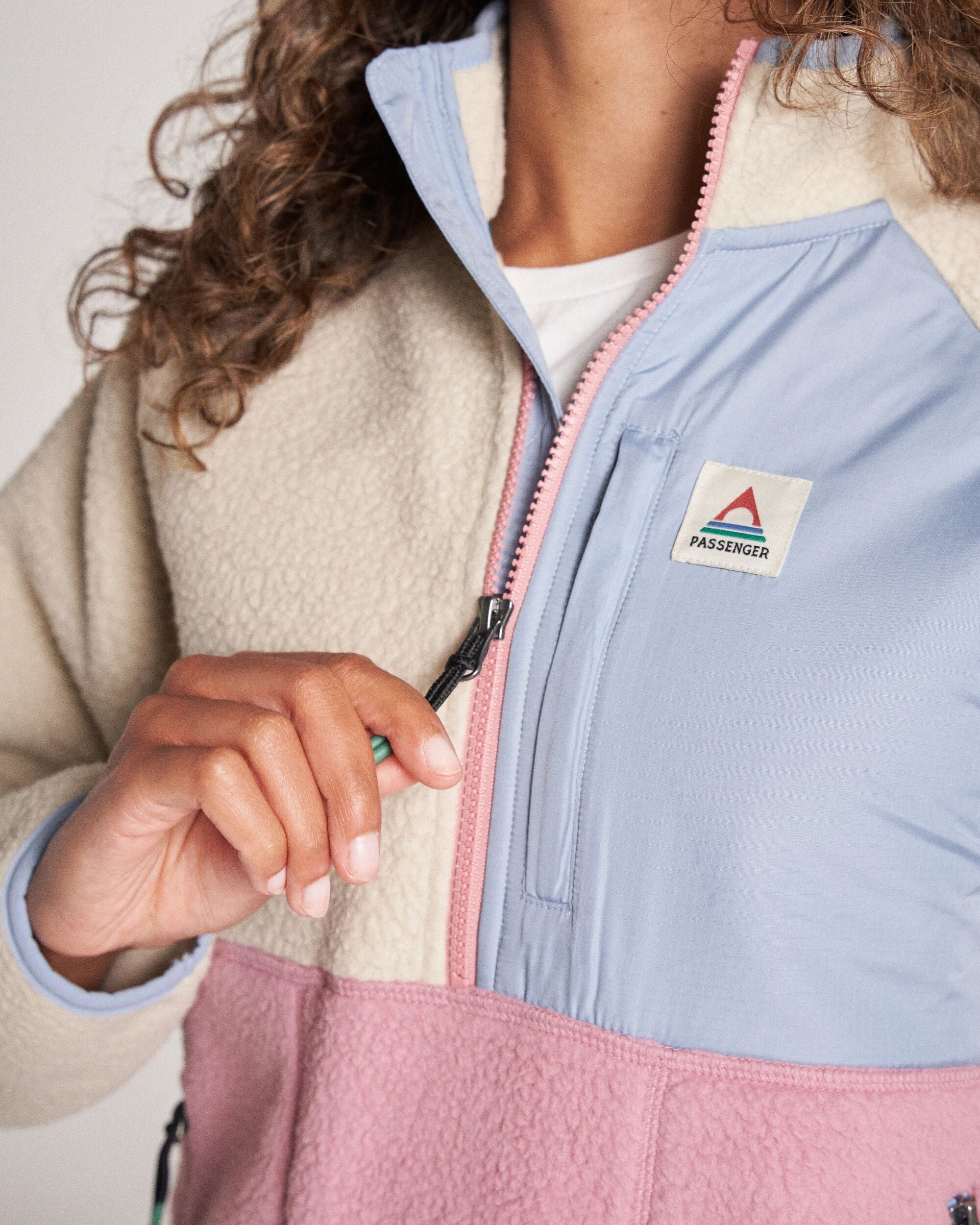 Home Recycled Sherpa Fleece - Oatmeal/Pink haze