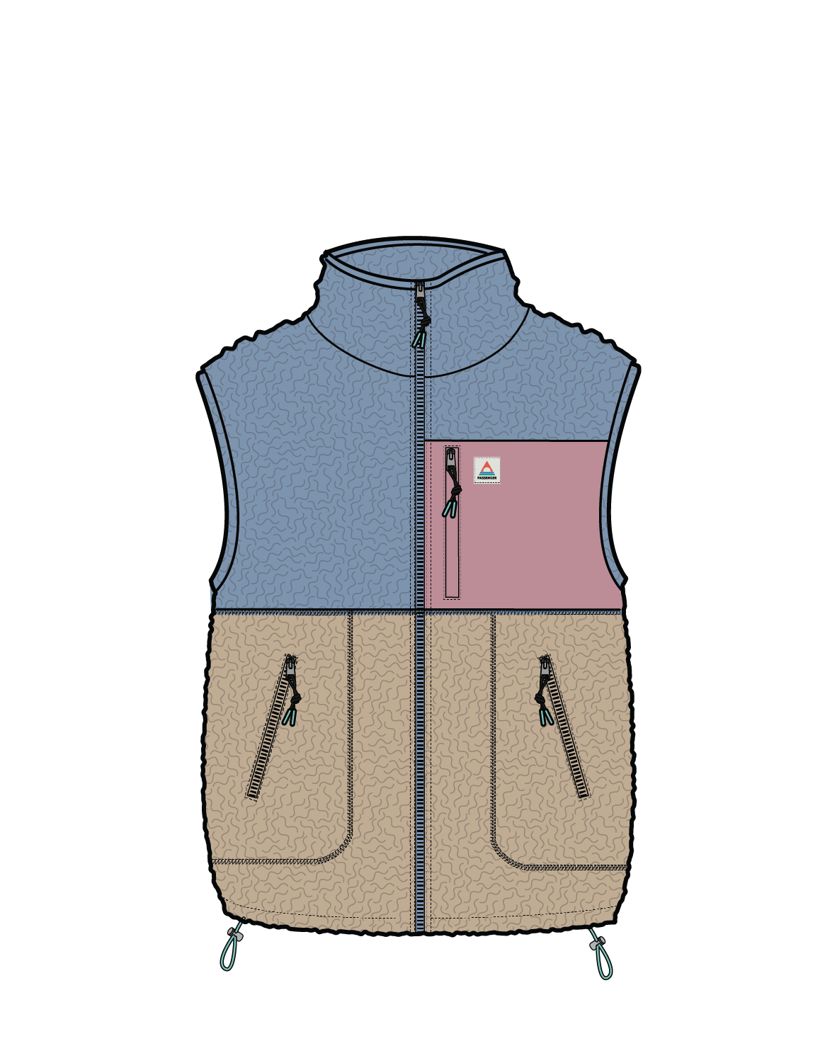 Fairbanks Recycled Sherpa Gilet - Faded Denim/Simply Taupe