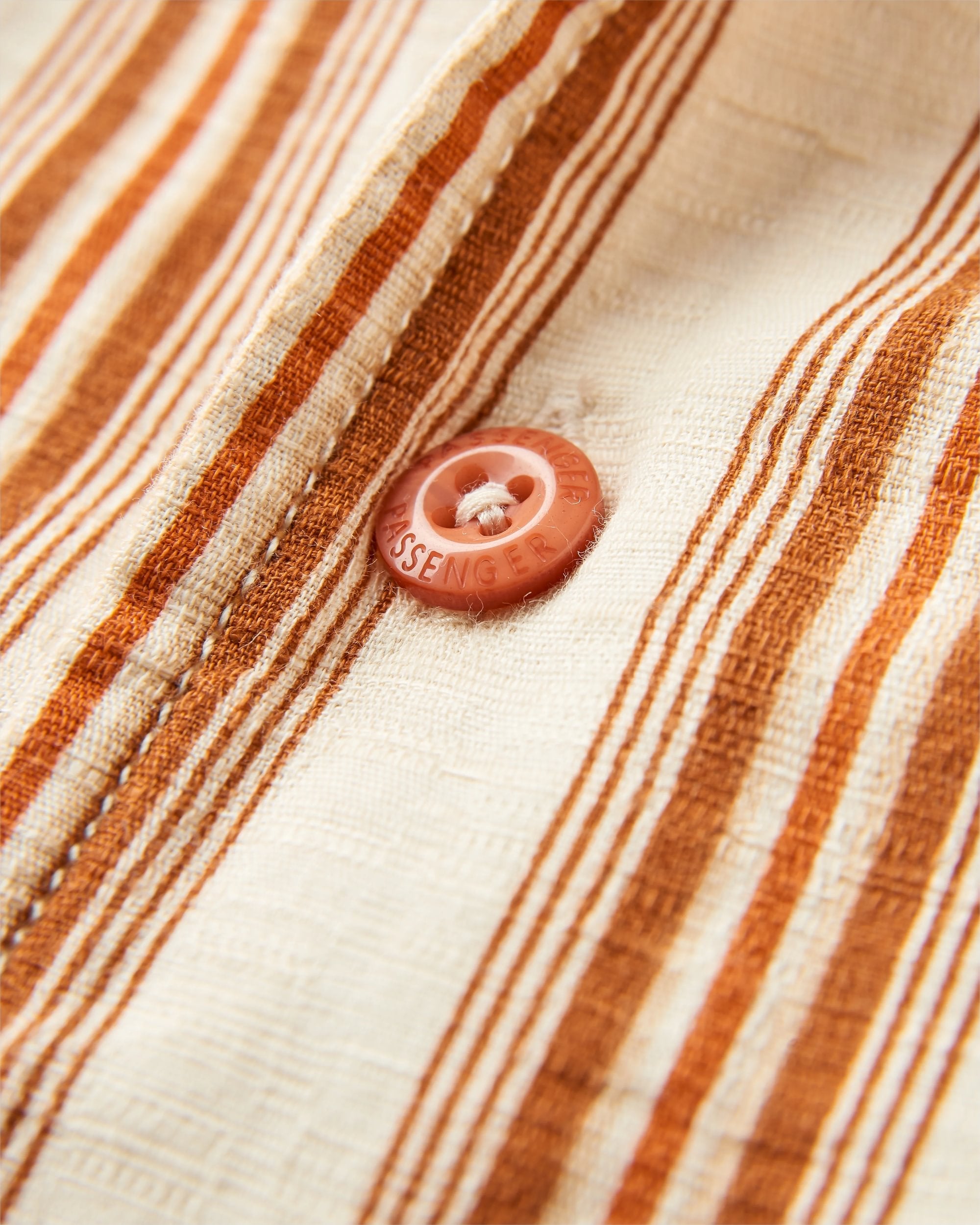 Cove Organic Cotton Textured Shirt - Sunset Orange Stripe