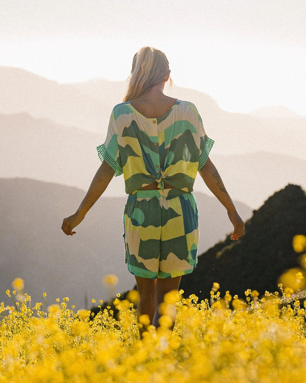 Clarity Short Skort Dress - Vista Patchwork Aqua