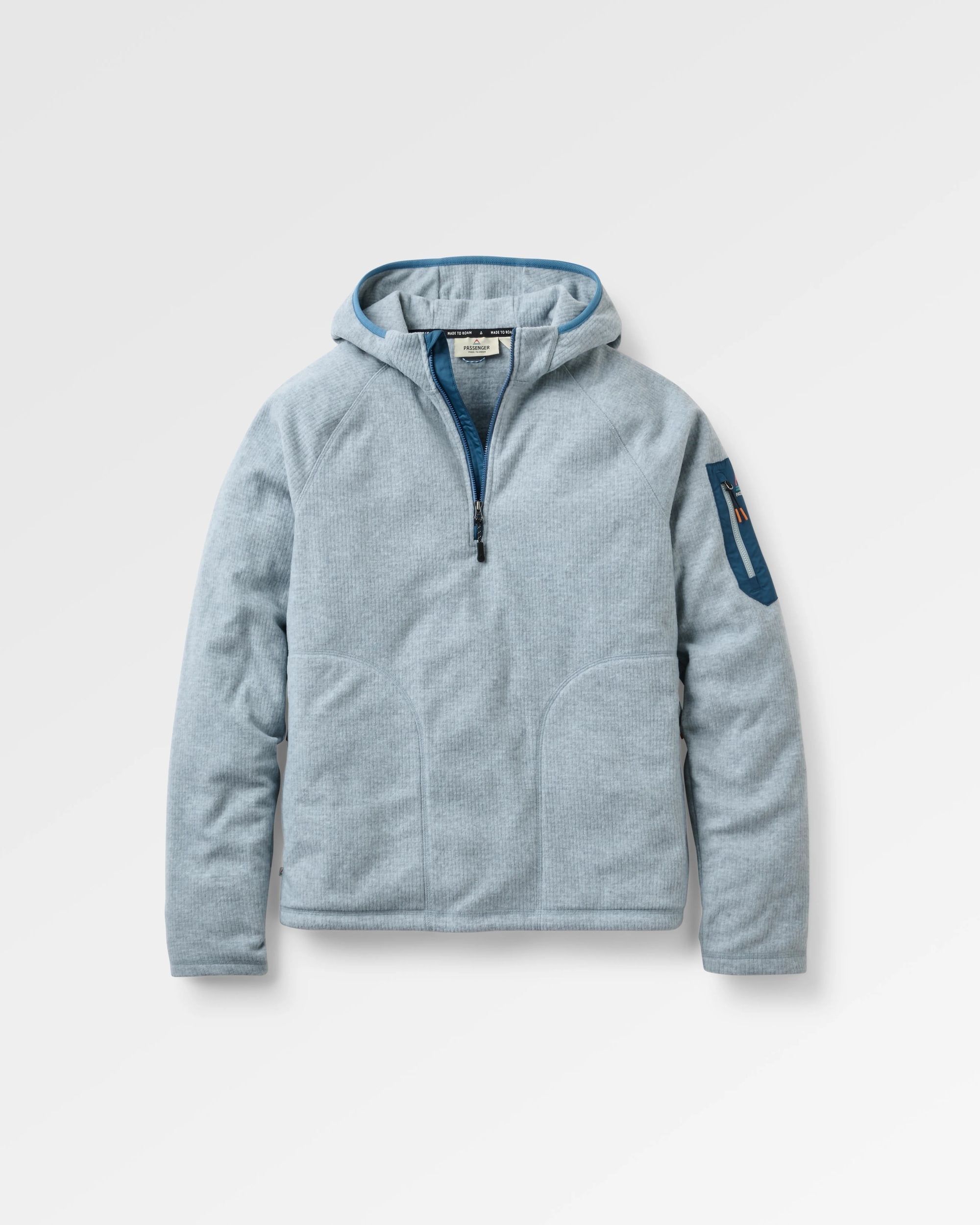 Forestscape Recycled Grid Fleece Hoodie - Grey Marl