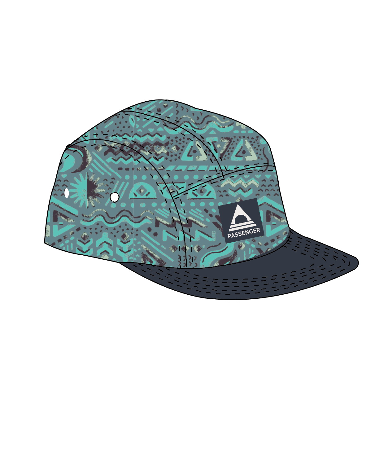 Coast Organic Cotton 5 Panel Cap - Elemental Geo Arctic