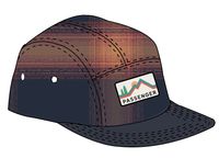 Fixie Recycled Flannel 5 Panel Cap - Rich Navy/ Red Ochre Check