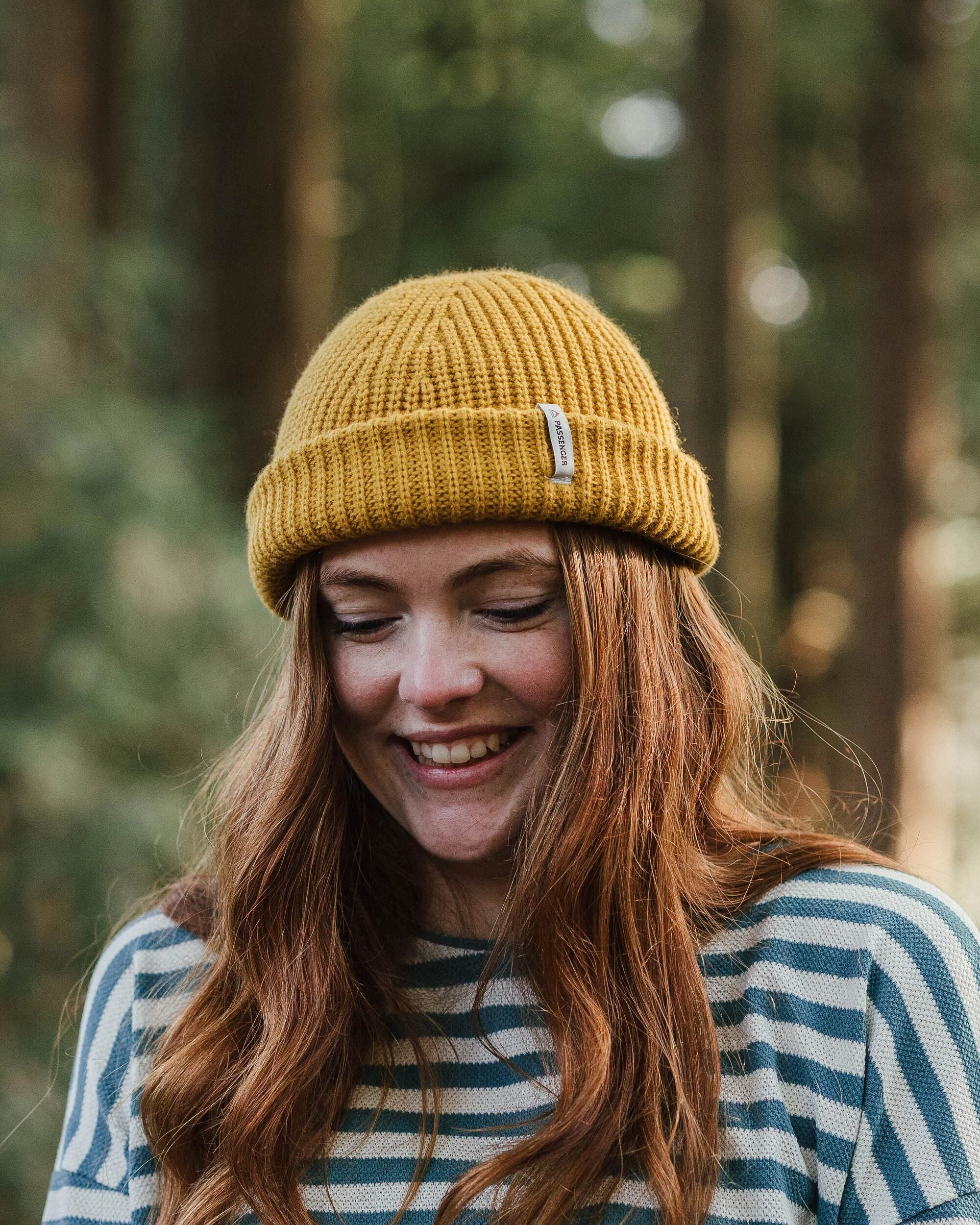 Compass Recycled Beanie - Mustard Yellow