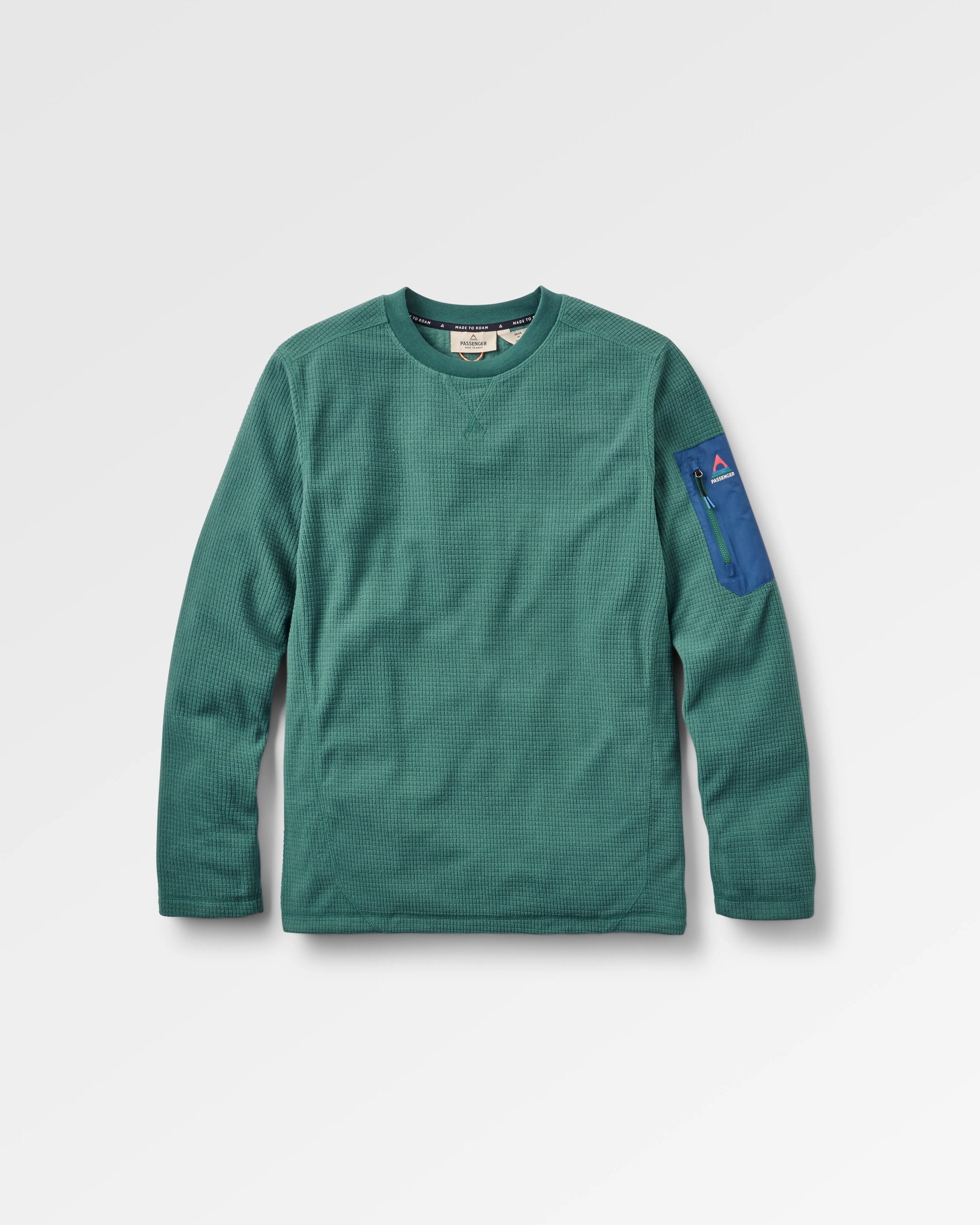 Forestscape Recycled Grid Fleece Crew - Deep Ocean