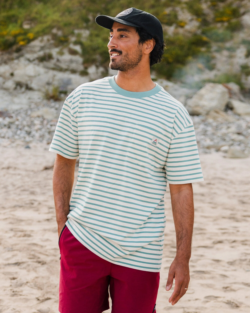 Zen Recycled Cotton Relaxed Fit T-Shirt - Deep Sea Stripe