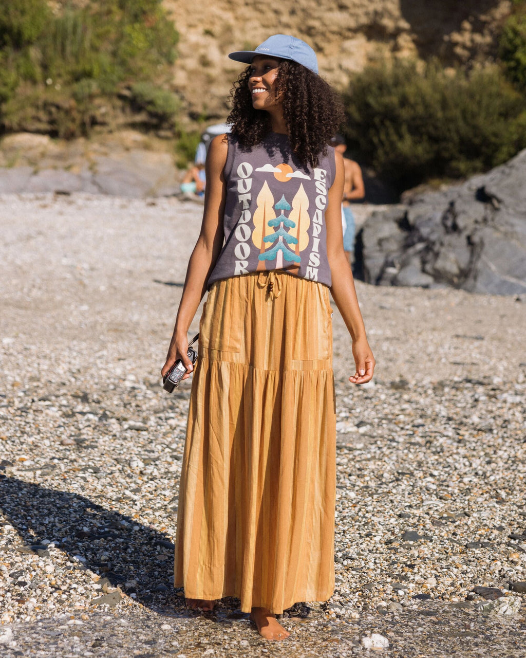 Zephyr Woven Maxi Skirt - Spruce Yellow Stripe