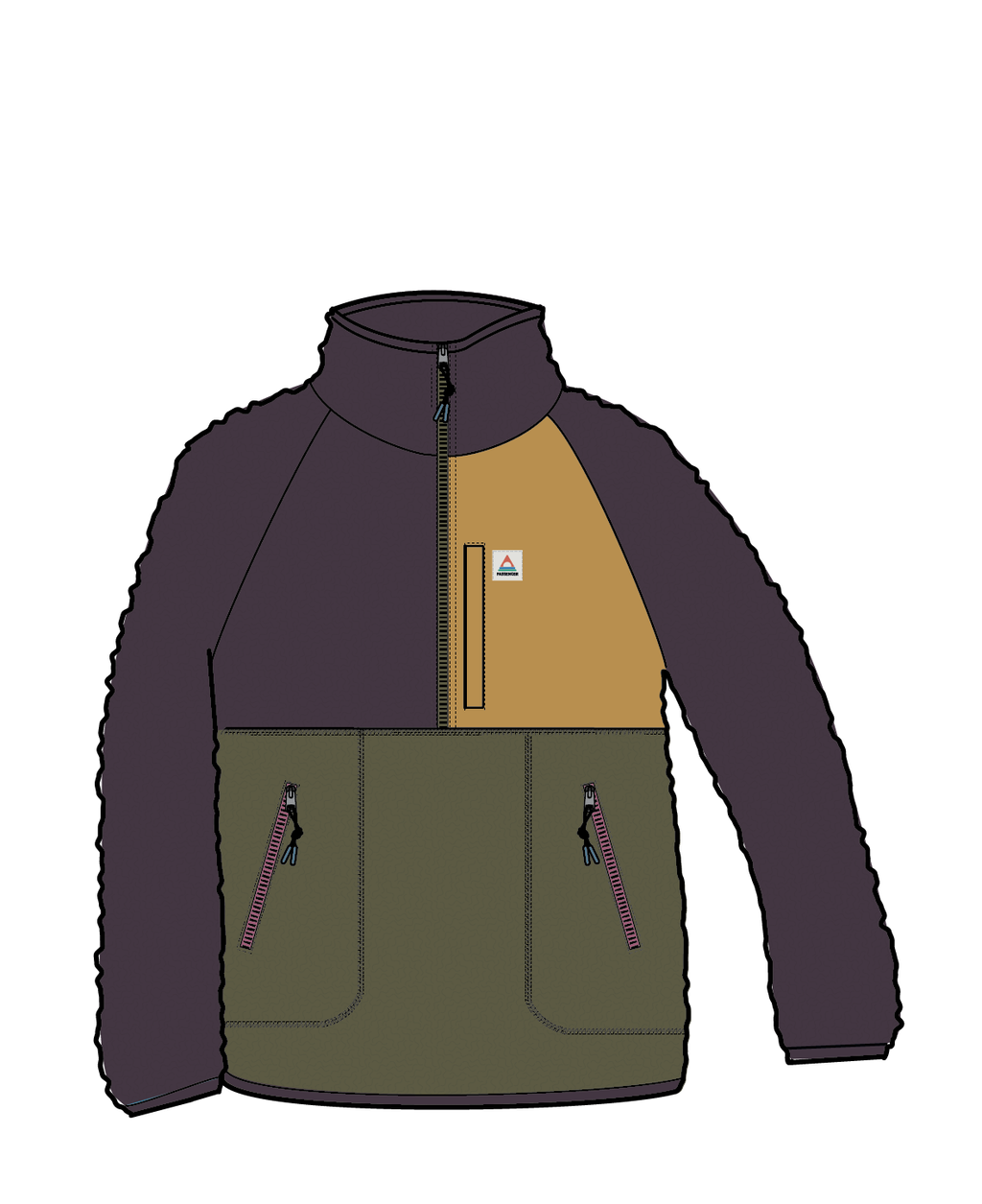 Home Recycled Sherpa Fleece - Deep Plum/Khaki
