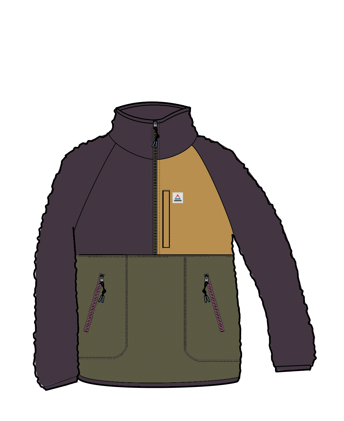 Home Recycled Sherpa Fleece - Deep Plum/Khaki