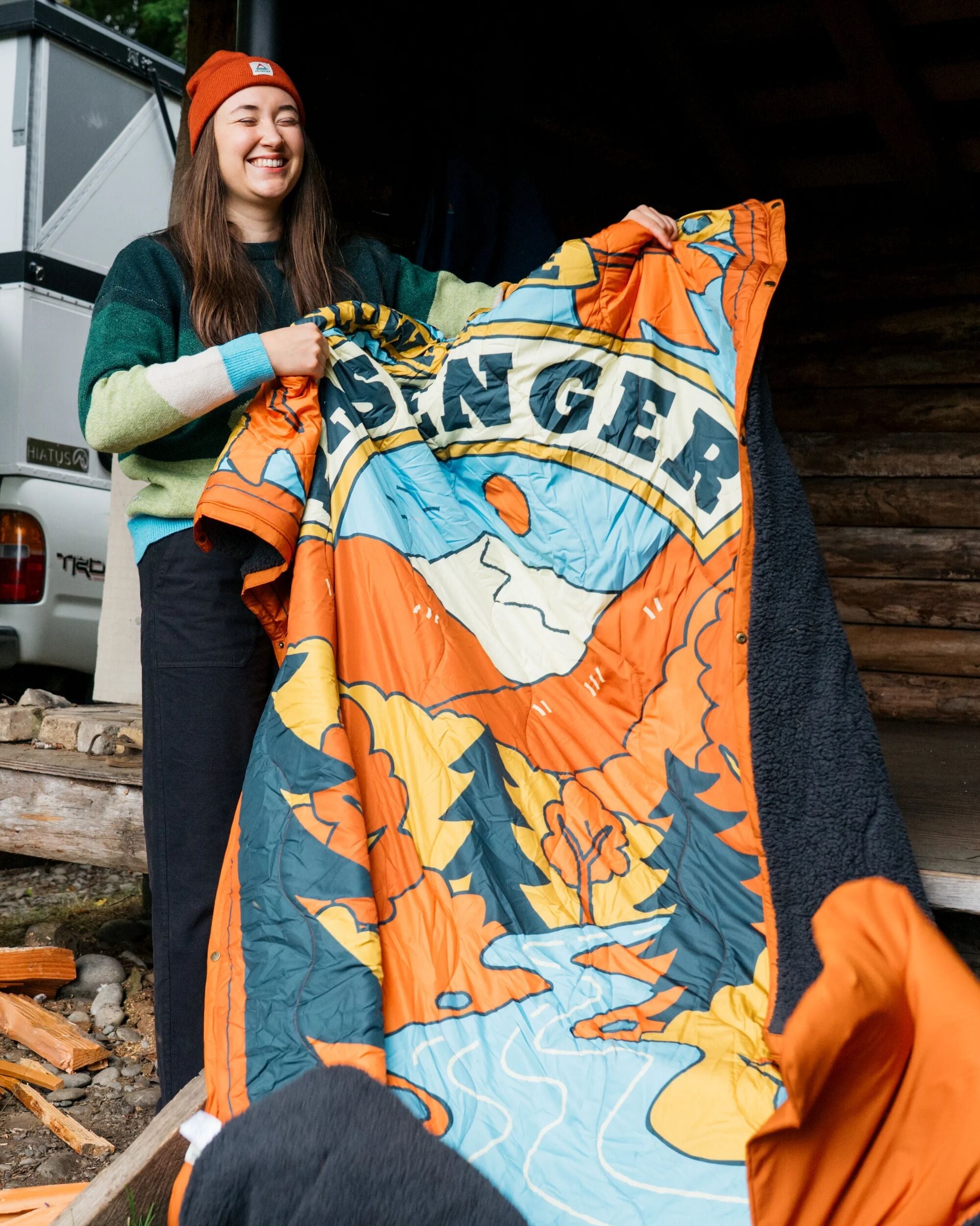 Cabin Recycled Sherpa Blanket - Retro Orange