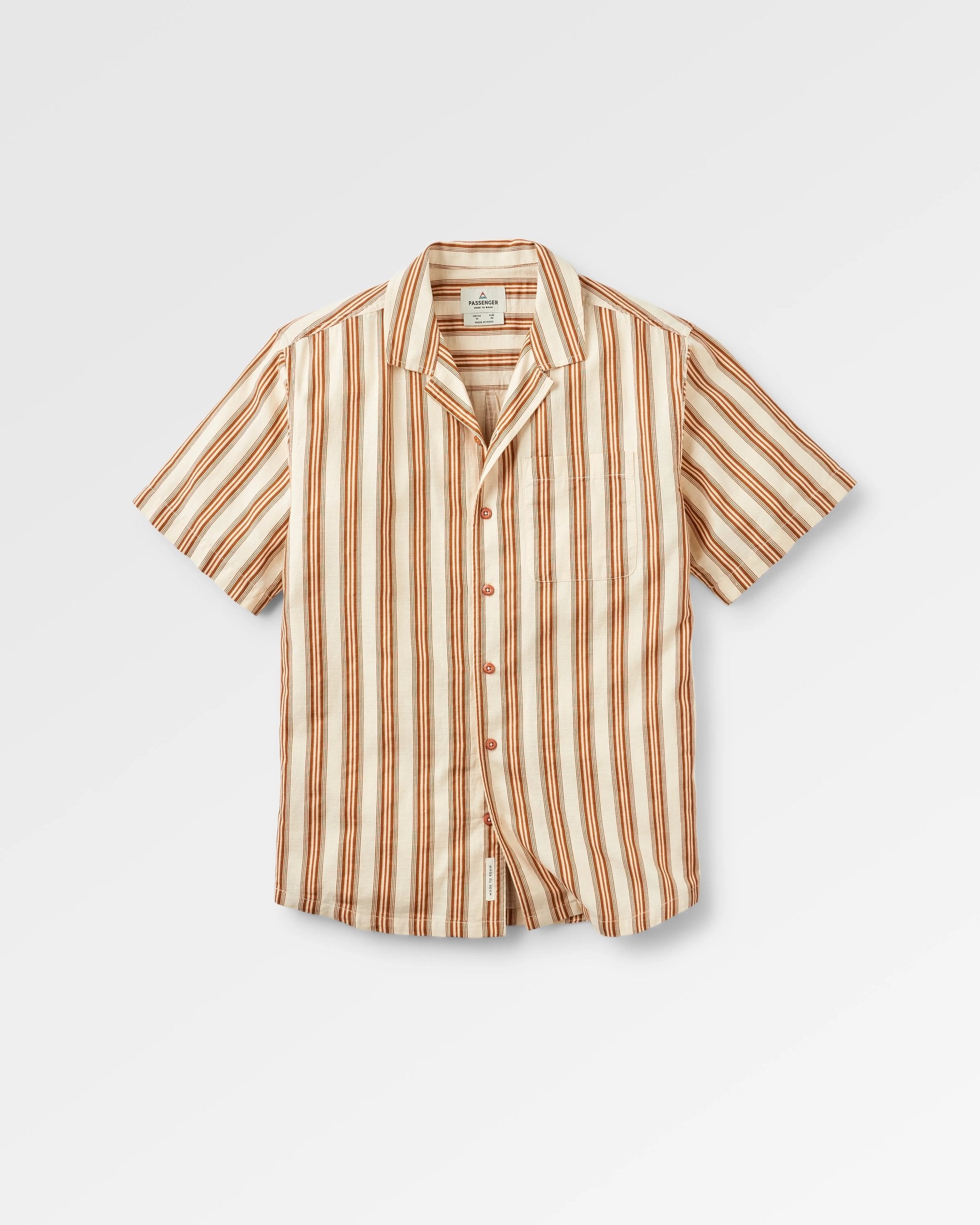 Cove Organic Cotton Textured Shirt - Sunset Orange Stripe