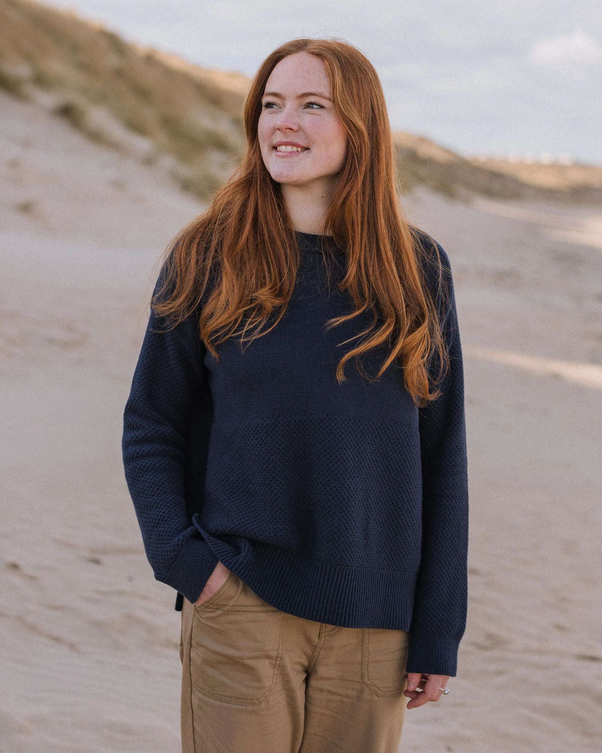 Cove Organic Cotton Knitted Jumper - Rich Navy