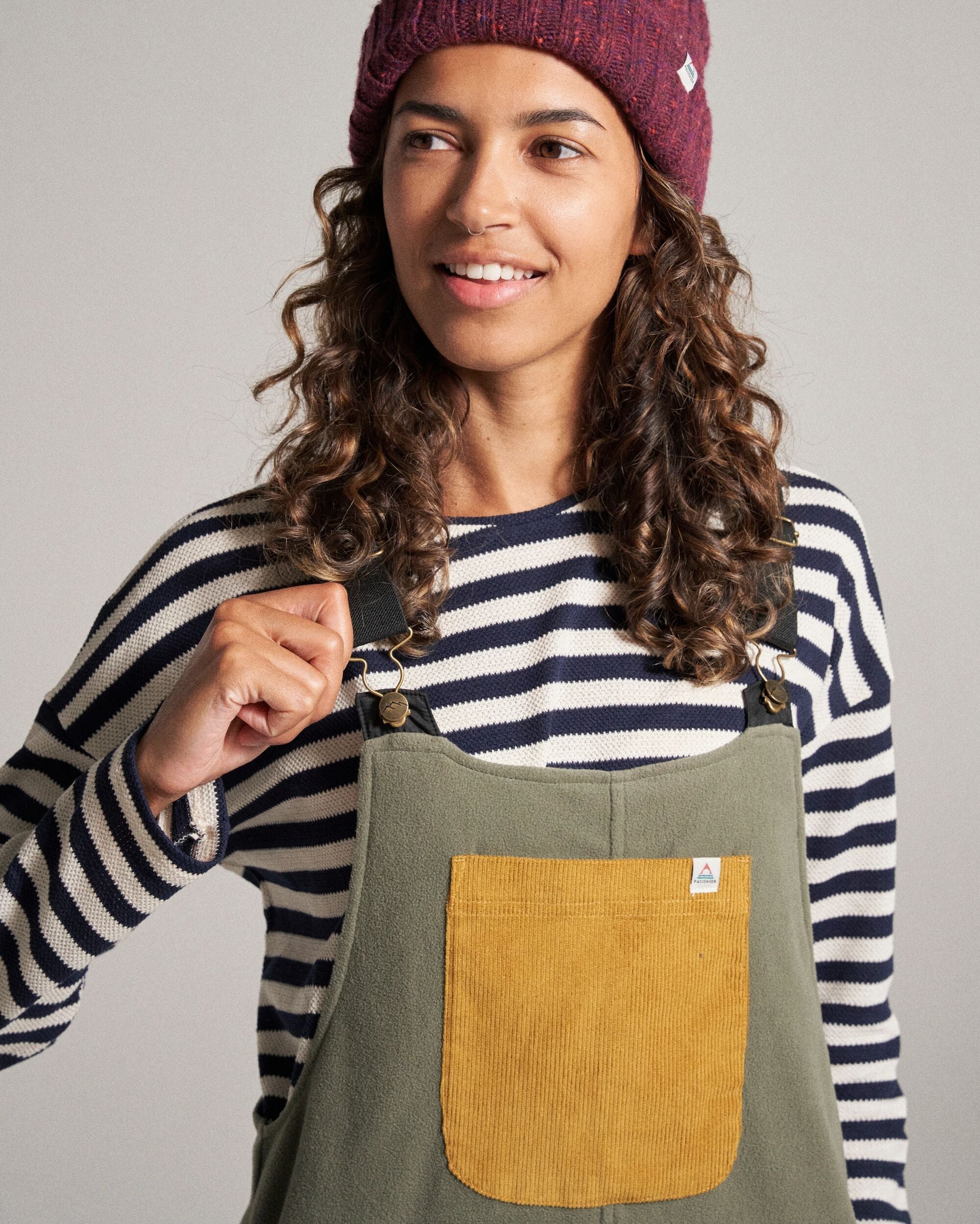 Ace Recycled Polar Fleece Dungarees - Dusty Olive