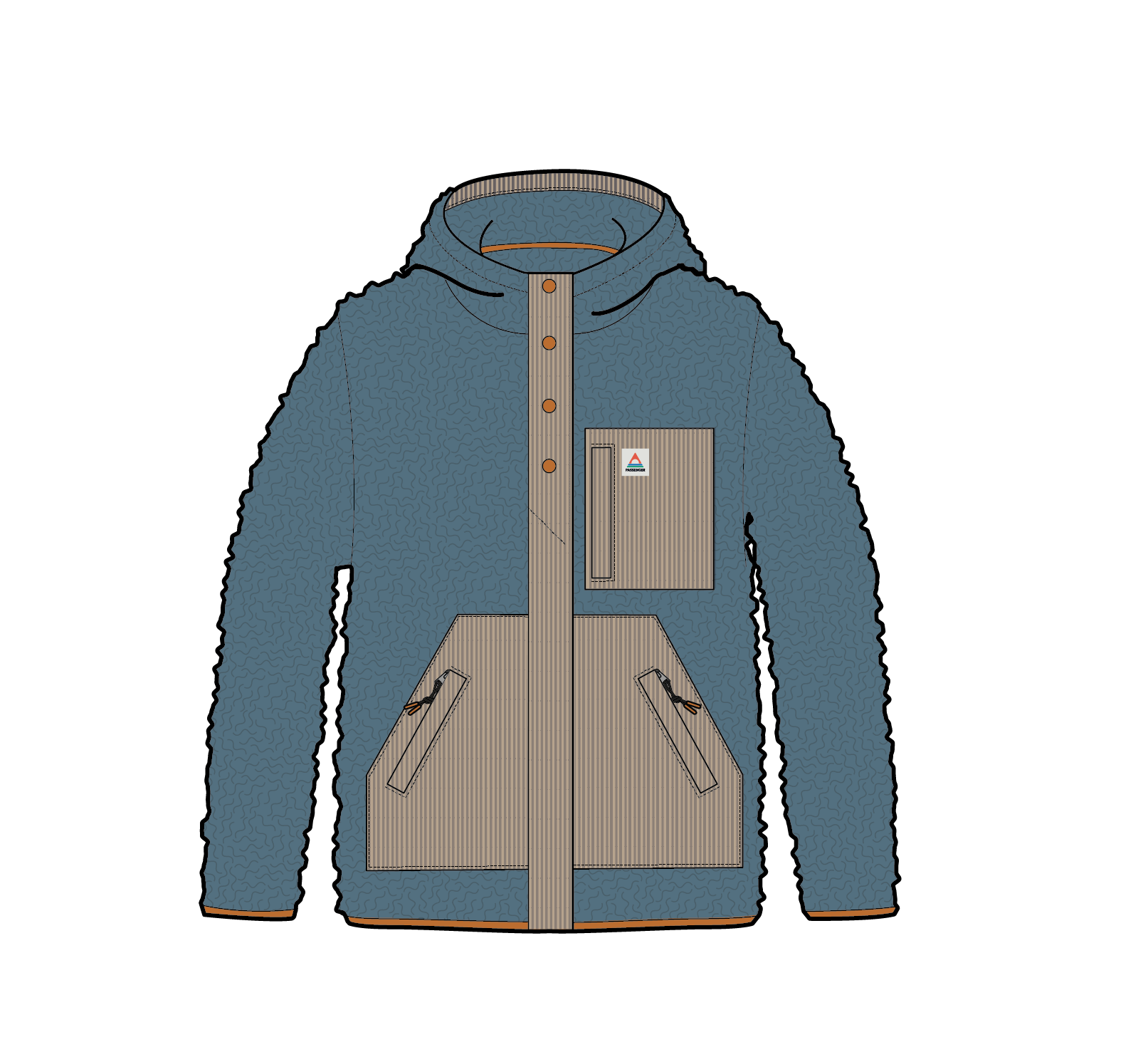 Clover Recycled Sherpa Hooded Fleece - Stormy Blue