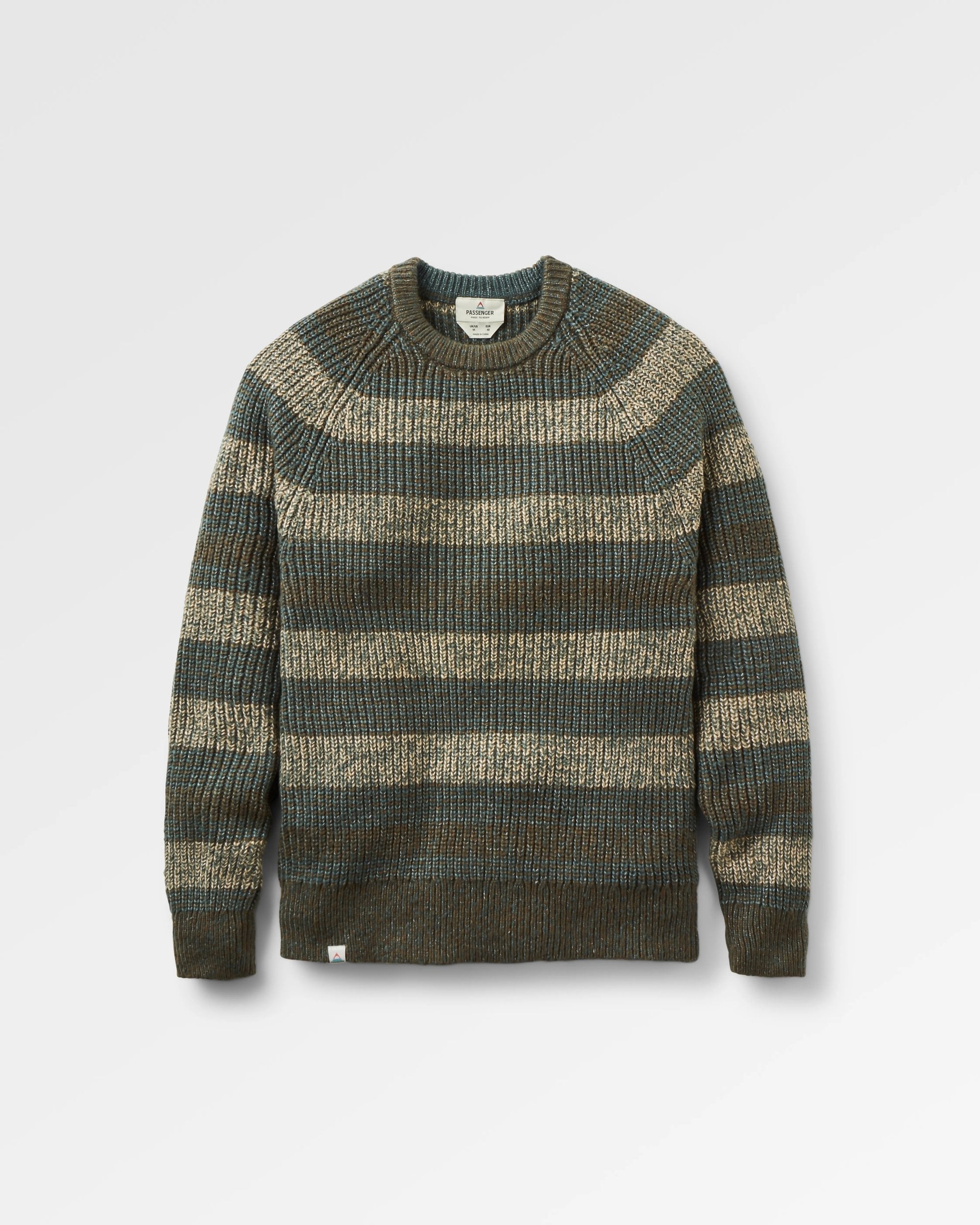 Fog Recycled Knitted Jumper - Dark Olive Multi Stripe