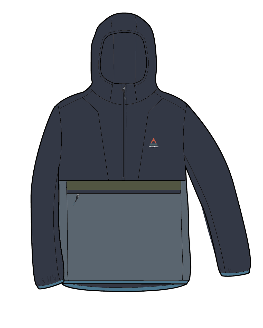 Gusto Recycled Windshell Anorak - Charcoal/Storm Grey