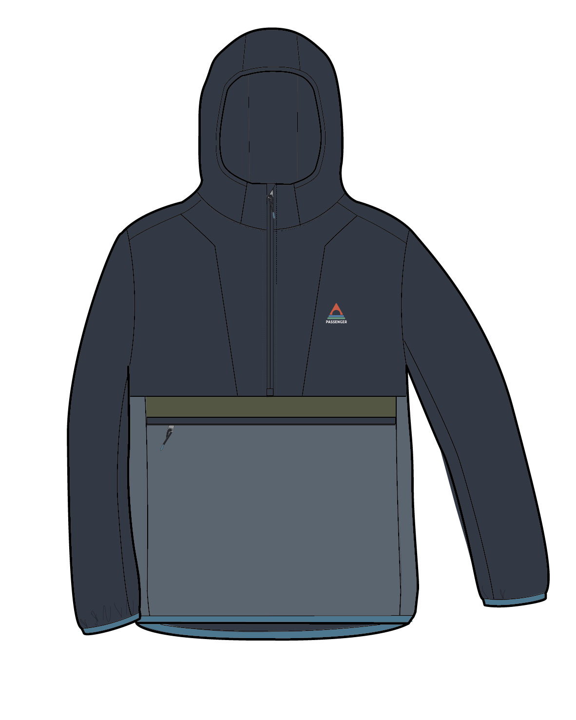 Gusto Recycled Windshell Anorak - Charcoal/Storm Grey