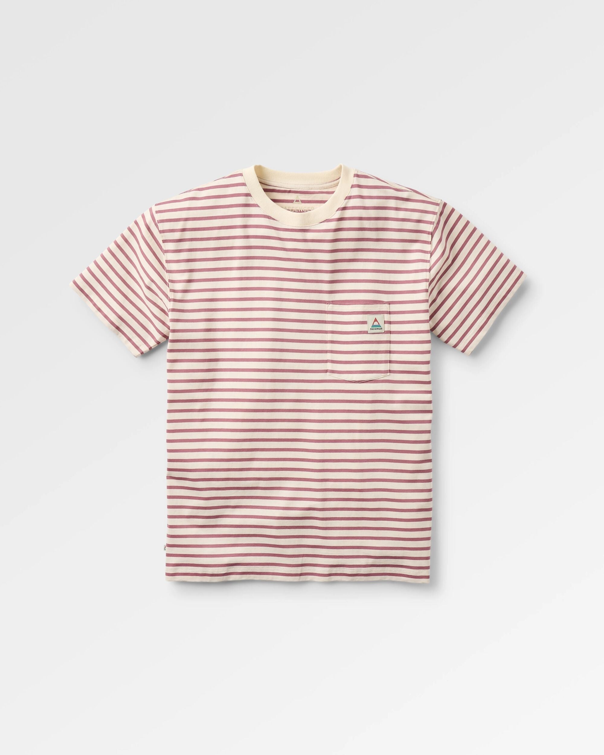 Zen Recycled Cotton Relaxed Fit T-Shirt - Mauve Dusk Stripe