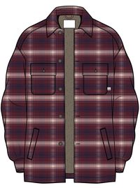 Freestyle Sherpa-Lined Overshirt - Wine/Rich Navy Check