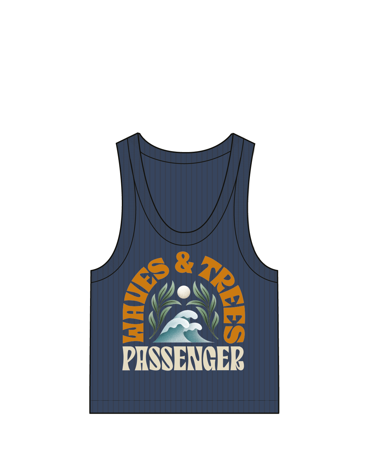 Dawning Ribbed Scoop Neck Vest - Dark Denim