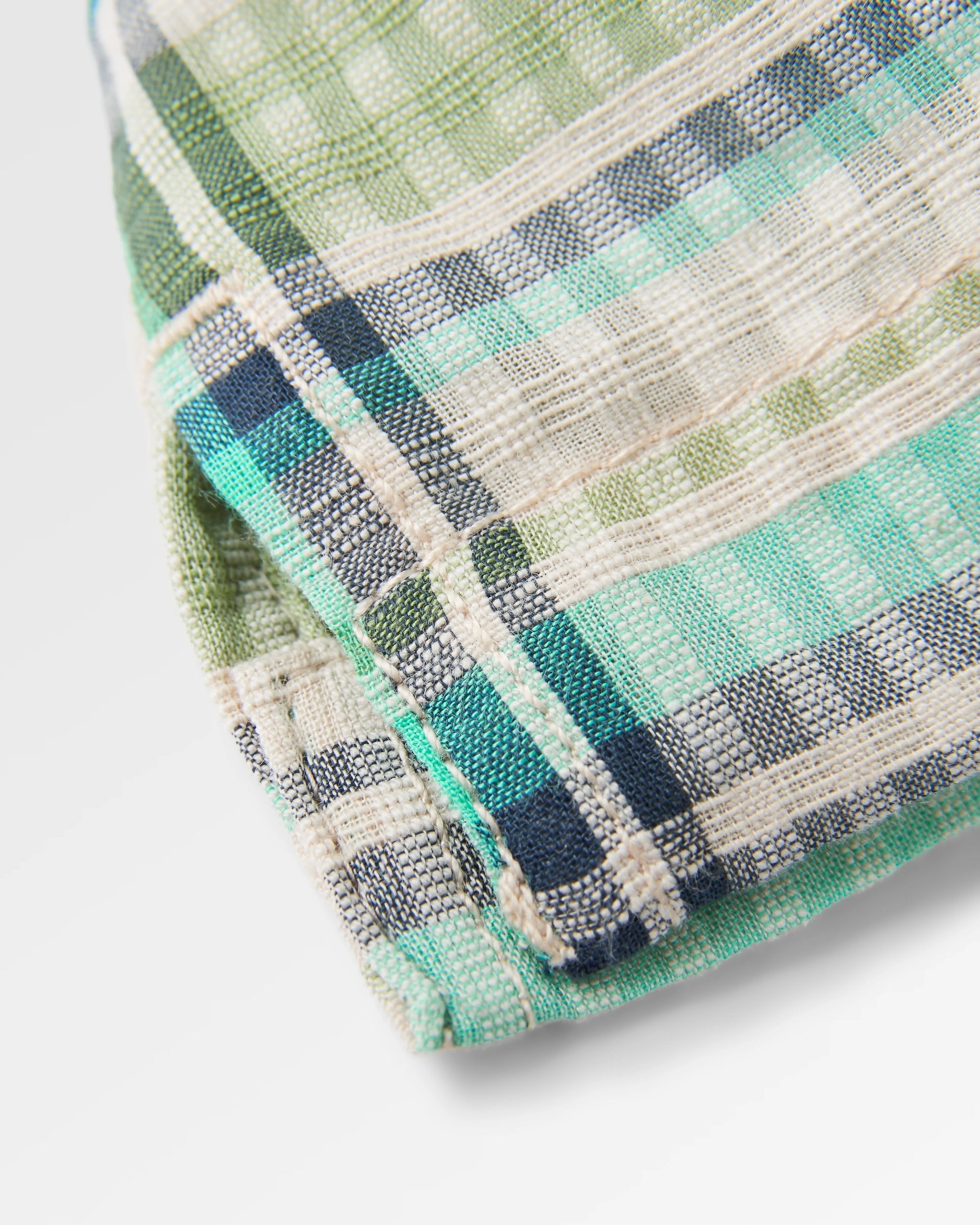 Arden Organic Cotton Short Sleeve Shirt - Vintage White/Stem Green Check