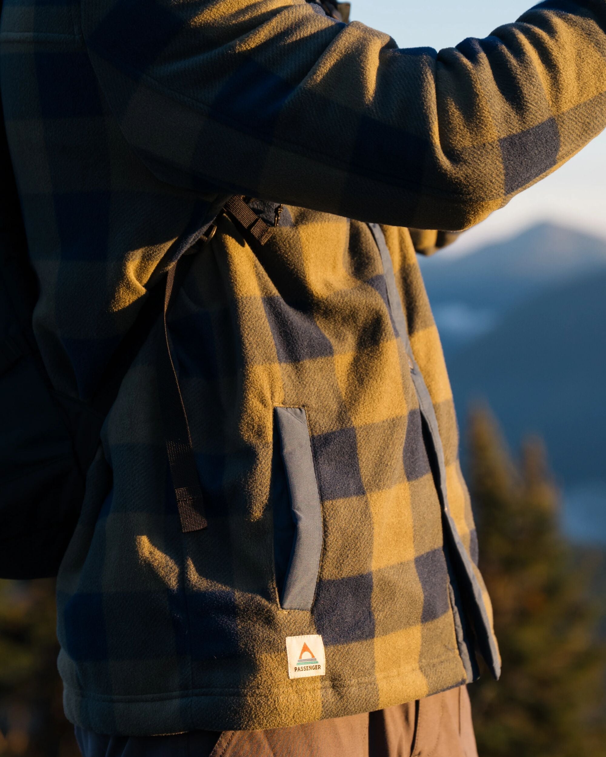 Firelight Sherpa Lined Overshirt - Dusty Olive/Dark Denim Check