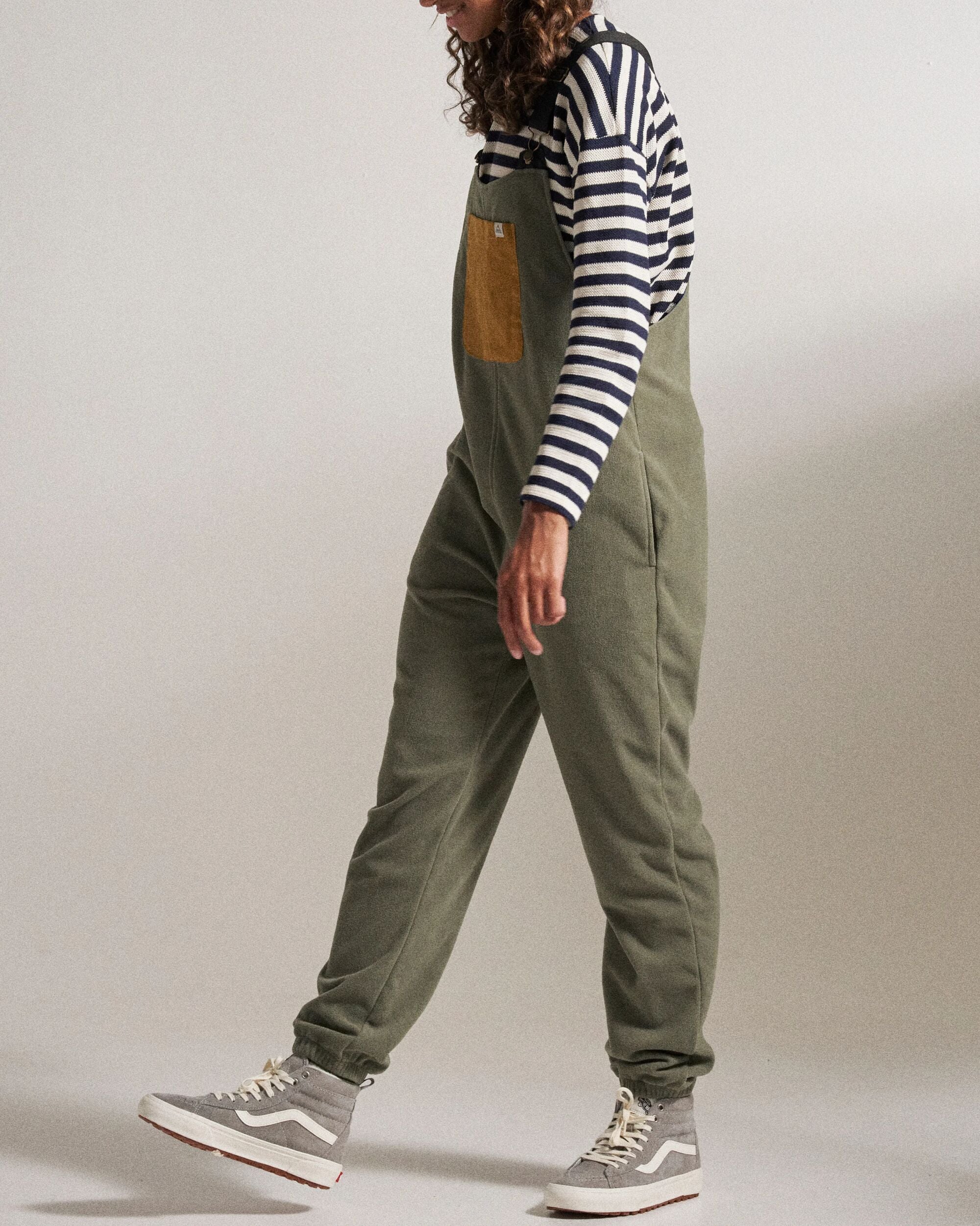 Ace Recycled Polar Fleece Dungarees - Dusty Olive