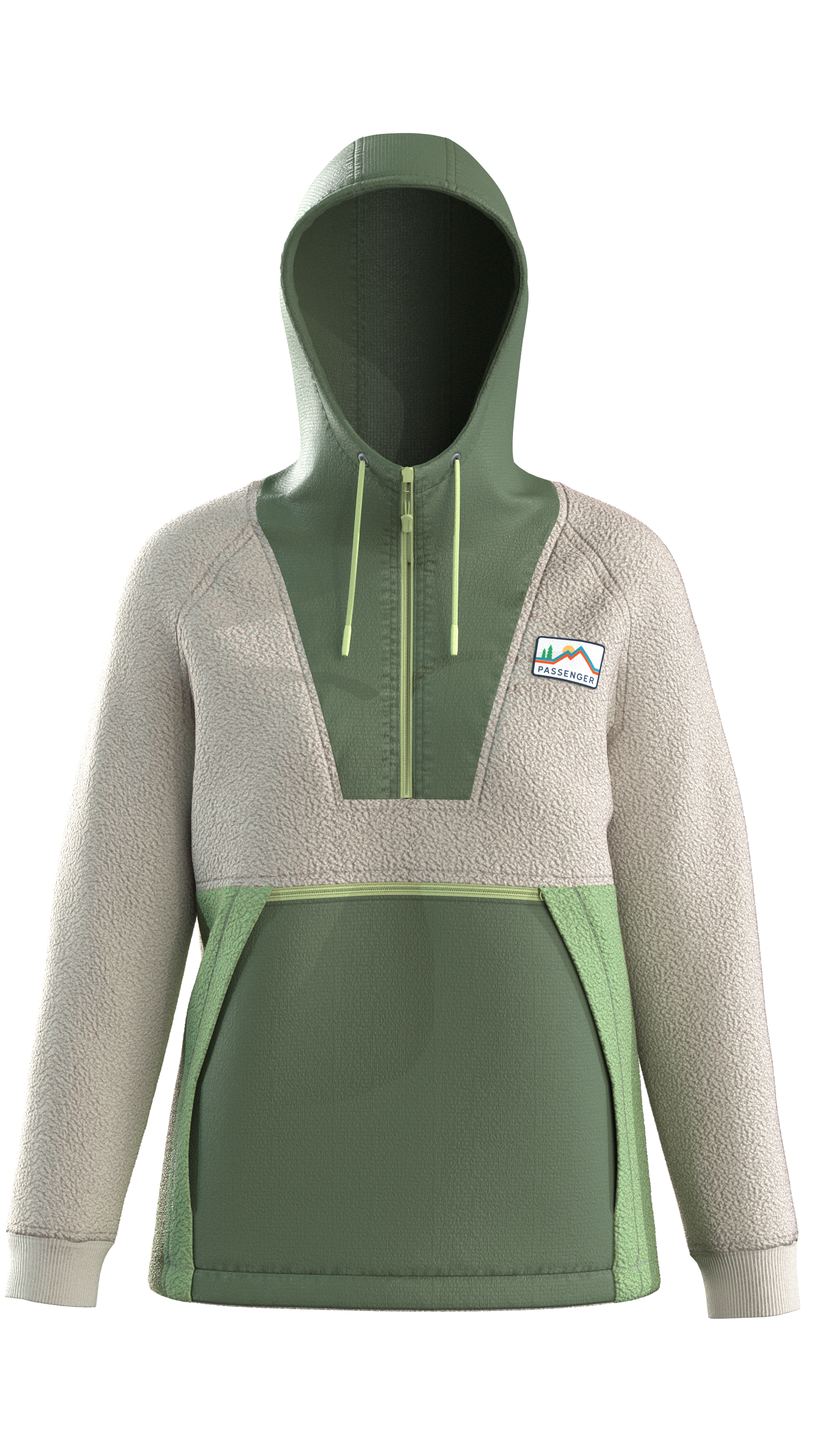 Alexander Recycled Hooded Polar Fleece - Feather/Wild Green