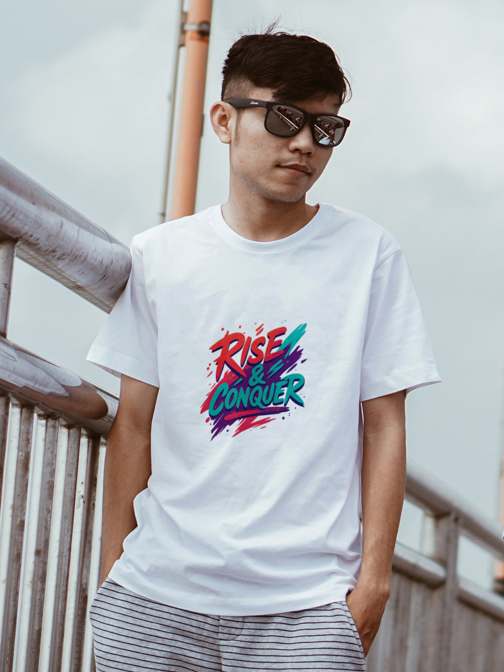 Rise & Conquer Graphic Tee – Men’s Black 180 GSM Premium Cotton