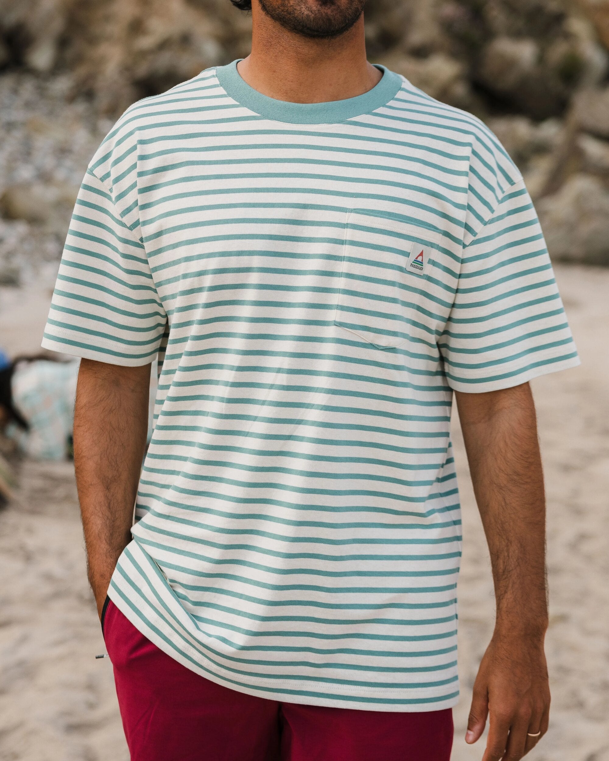 Zen Recycled Cotton Relaxed Fit T-Shirt - Deep Sea Stripe