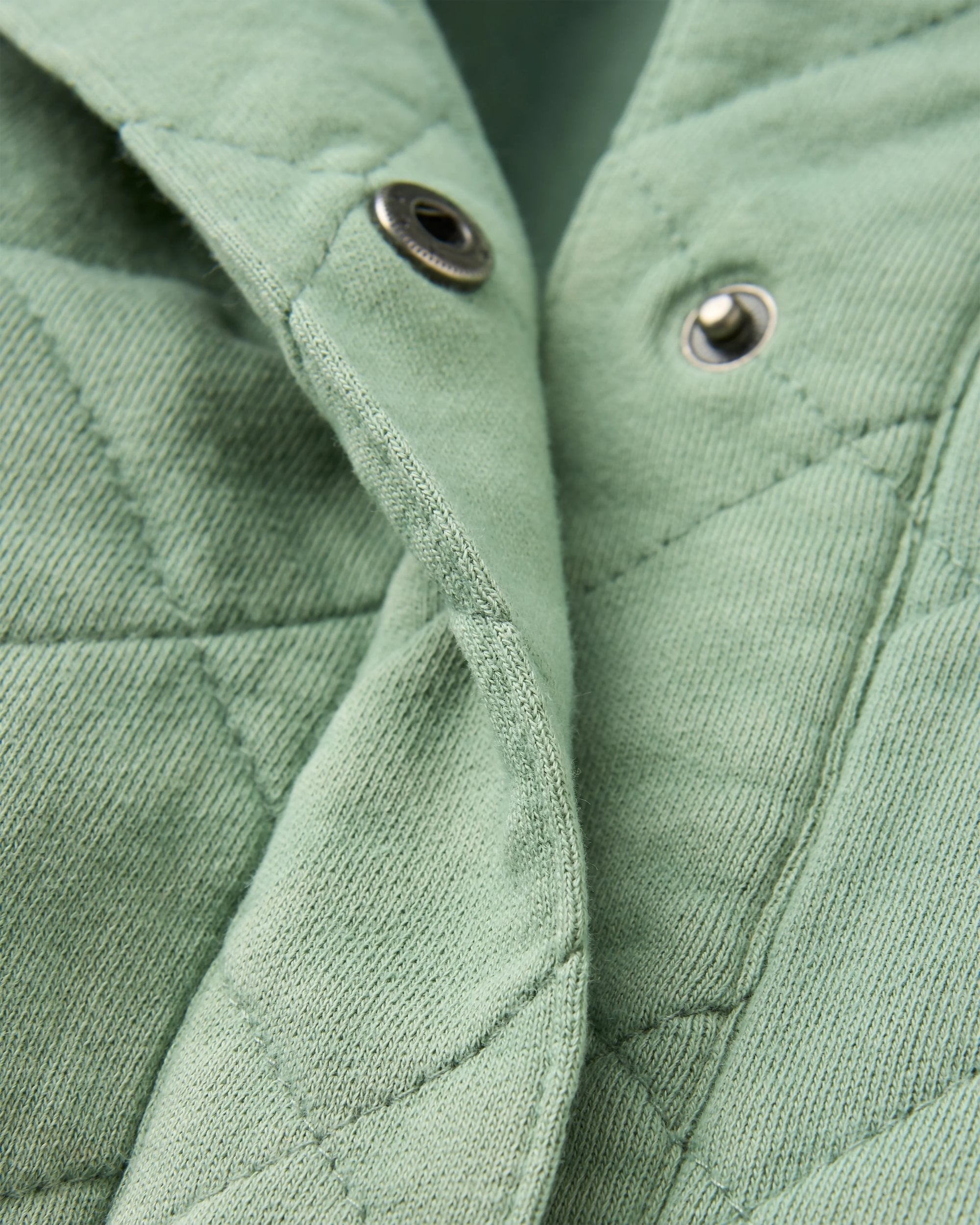 Clementine Recycled Quilted Popper Up Hoodie - Pistachio