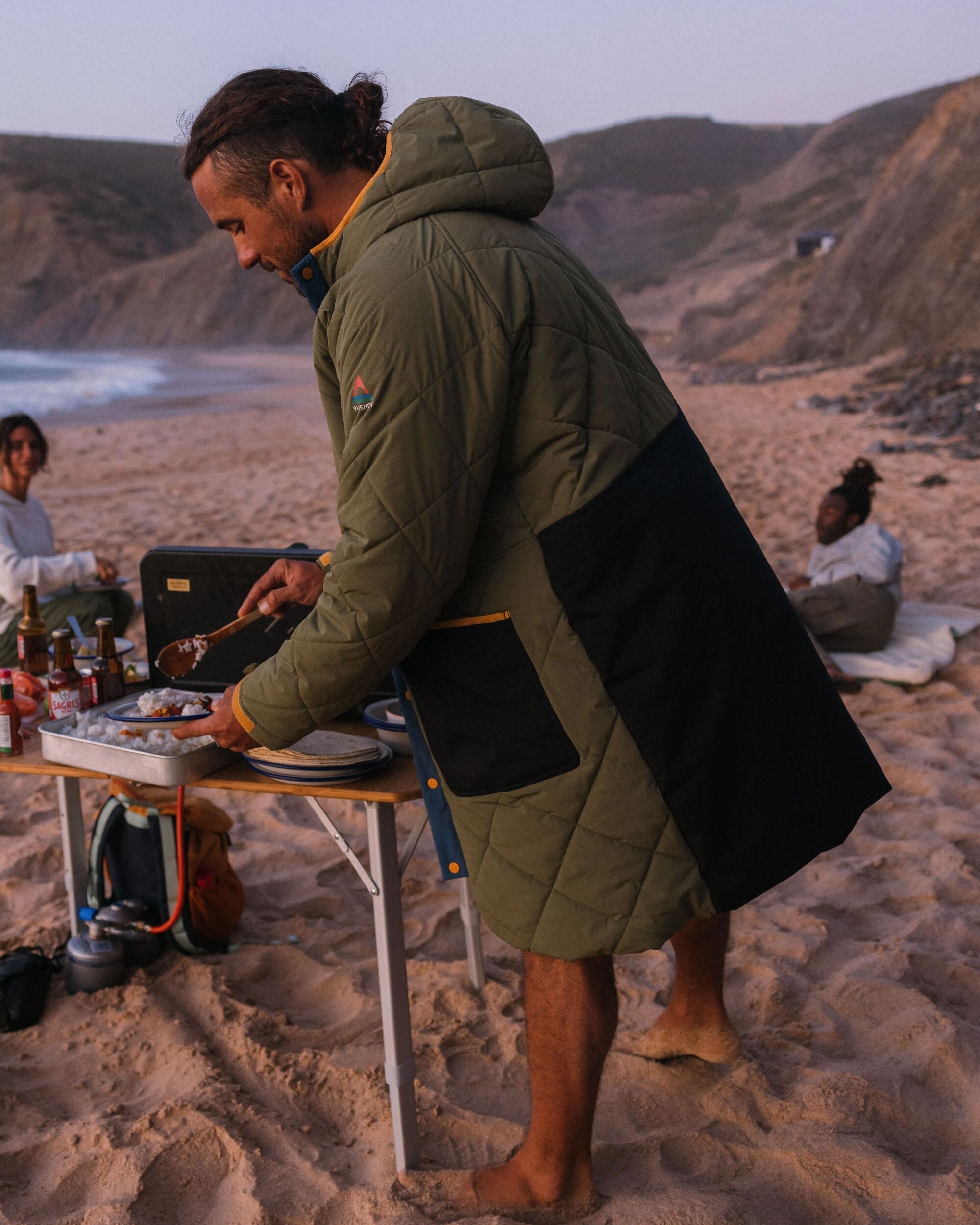Campscape Recycled Fleece Lined Parka - Black/Khaki