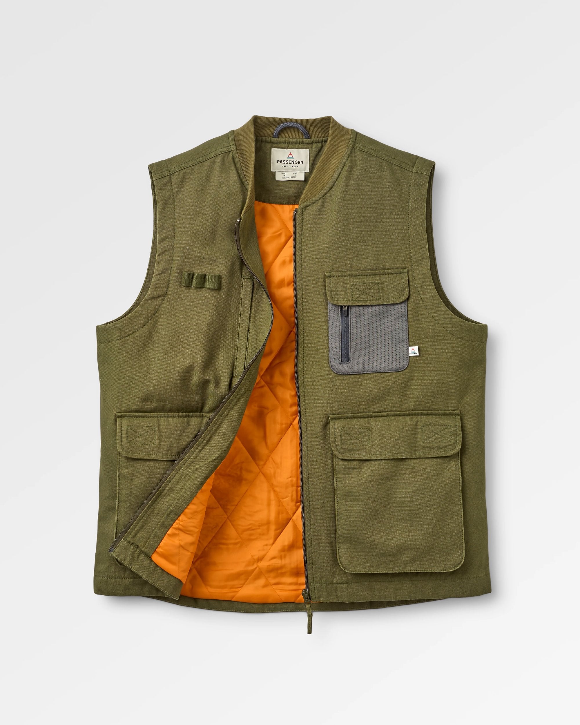 Explorers Organic Cotton Canvas Gilet - Khaki