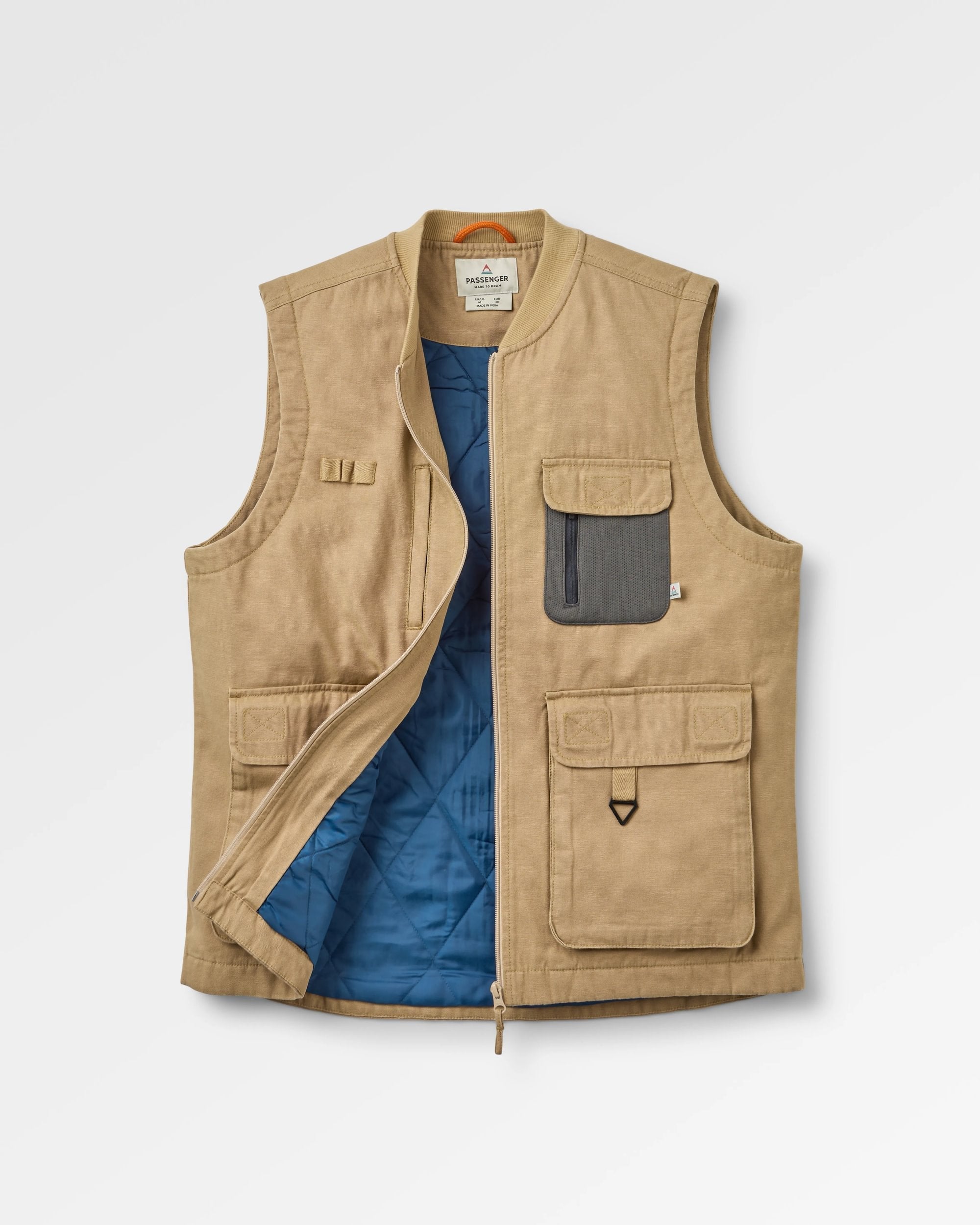 Explorers Organic Cotton Canvas Gilet - Stone