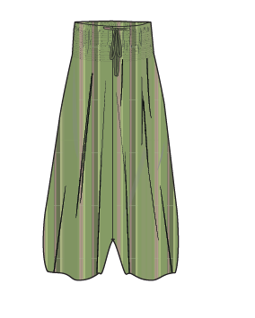 Daylily Loose Trouser - Stem Green Stripe