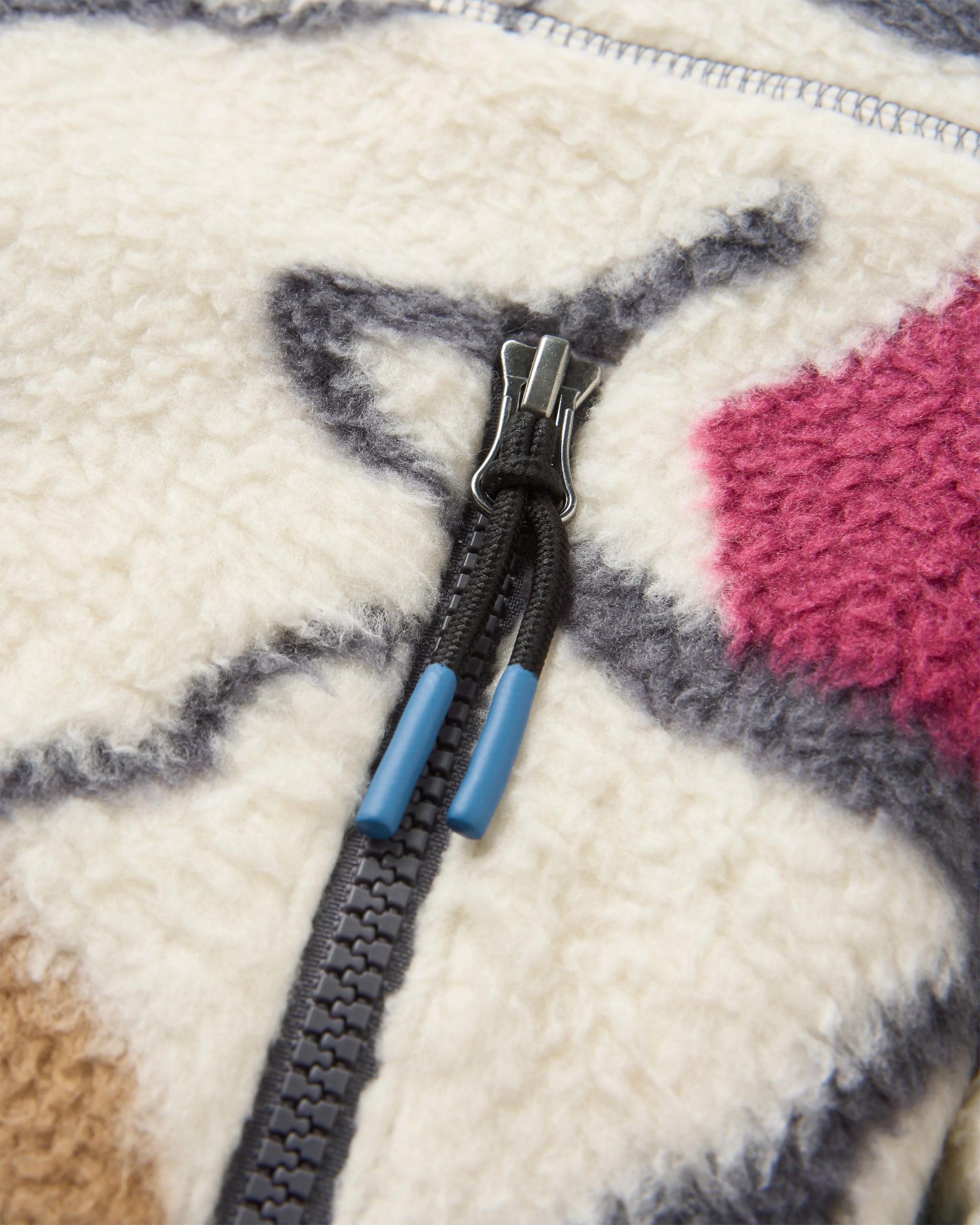 Fairbanks Full Zip Recycled Sherpa Fleece - Abstract Trails Off White