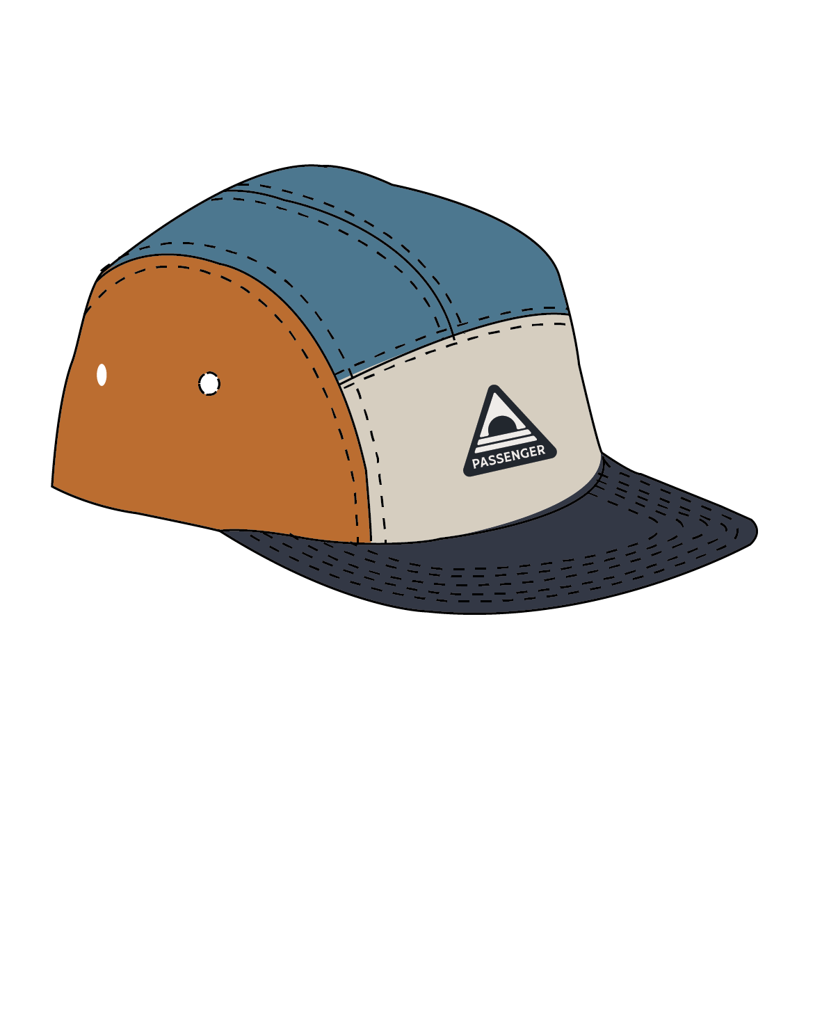 Fixie Recycled 5 Panel Cap - Sunrise Orange/ Moonlight Blue Multi