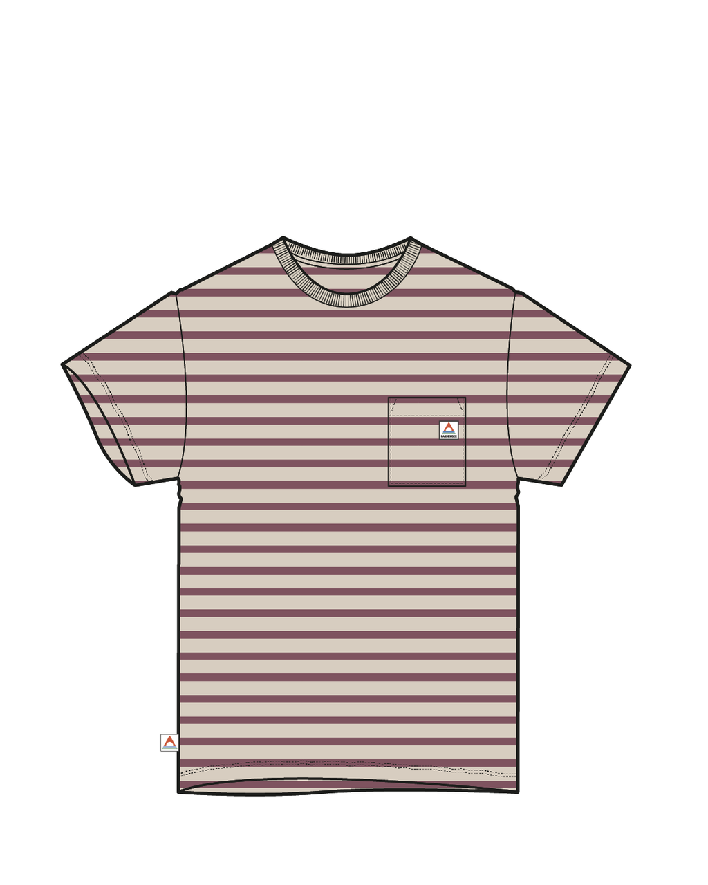 Zen Recycled Cotton Relaxed Fit T-Shirt - Mauve Dusk Stripe
