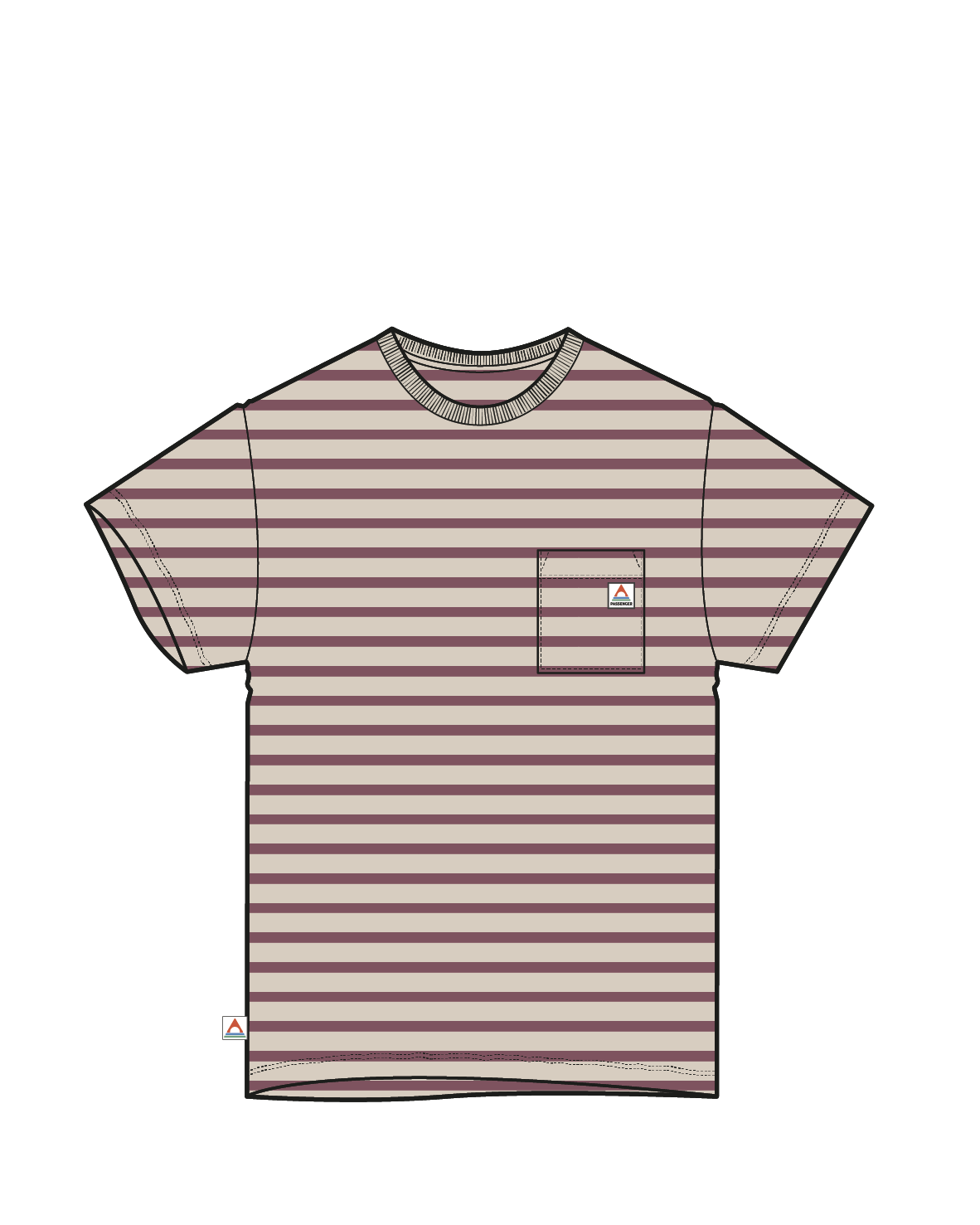 Zen Recycled Cotton Relaxed Fit T-Shirt - Mauve Dusk Stripe