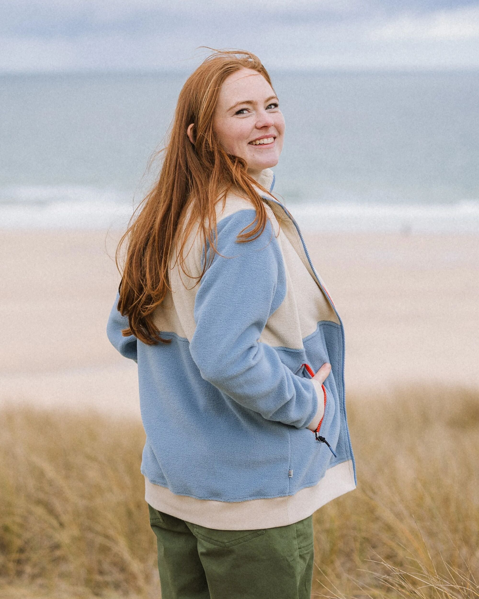 Caspian Recycled Polar Fleece - Faded Denim