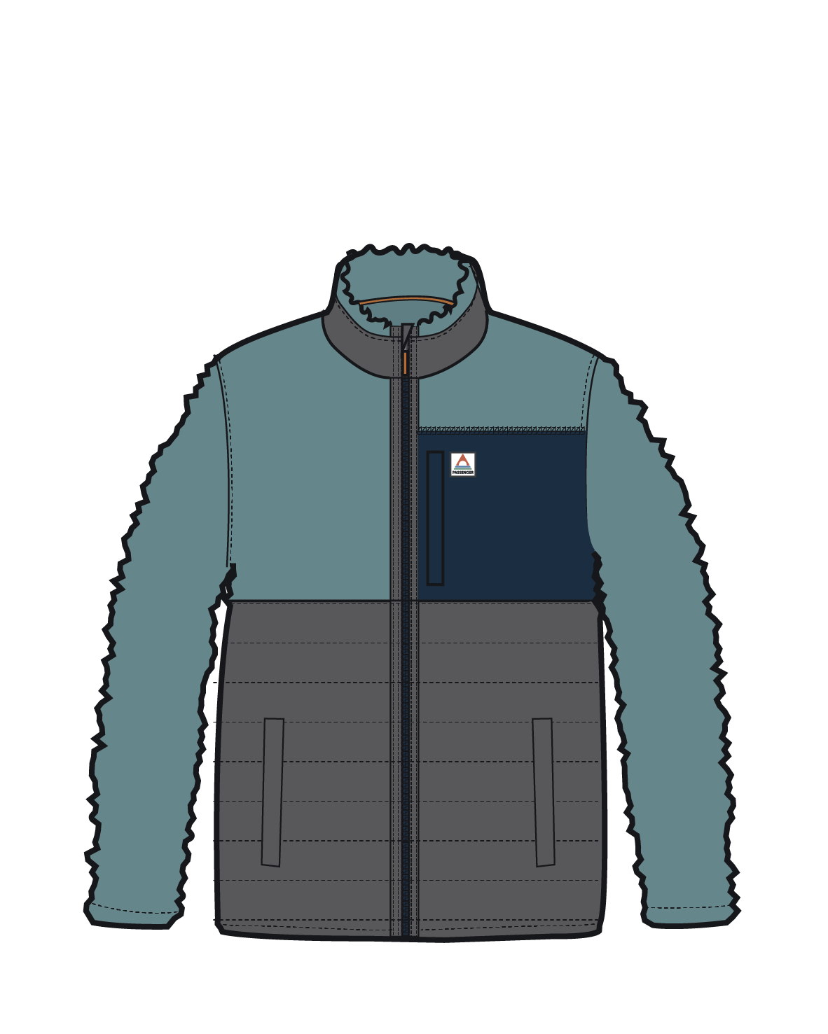 Born Explorer Recycled Polar-Lined Sherpa Fleece - Arctic/Charcoal