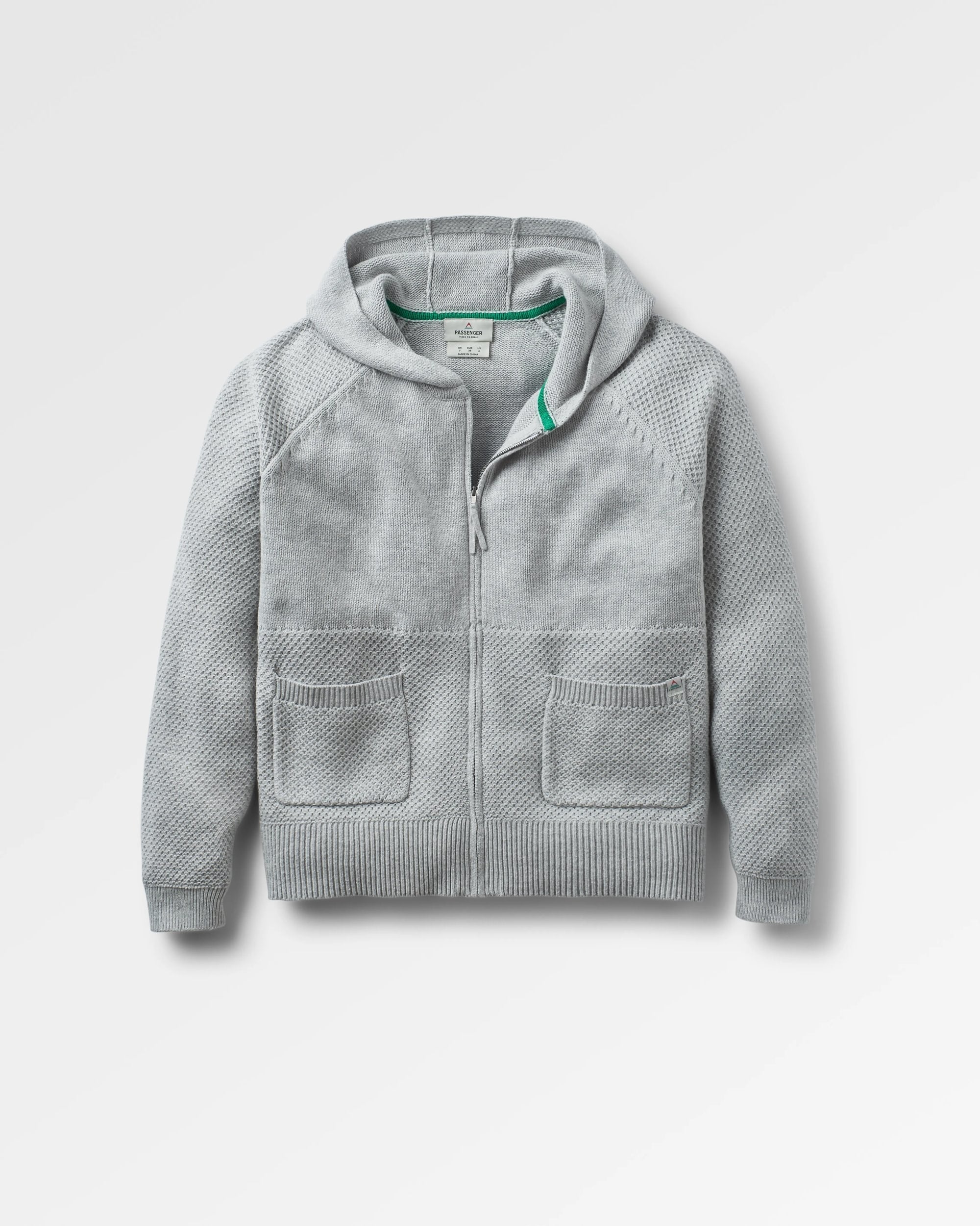 Cove Organic Cotton Knitted Zip Hoodie - Grey Marl