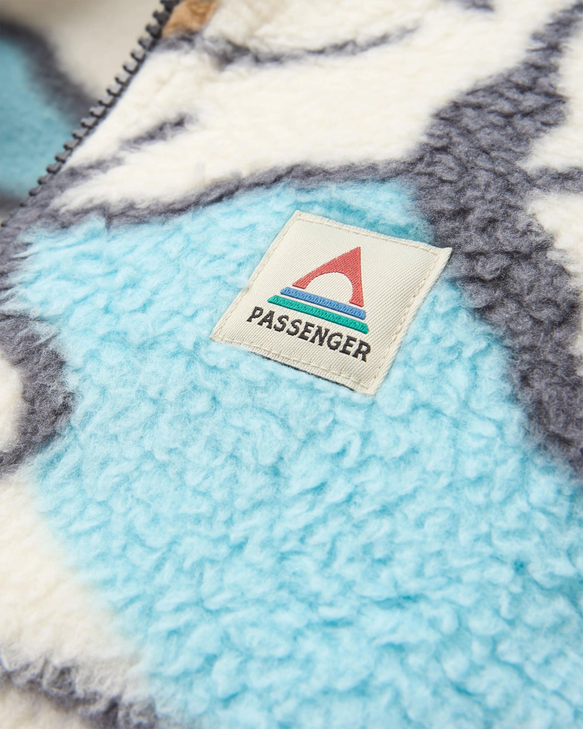 Fairbanks Full Zip Recycled Sherpa Fleece - Abstract Trails Off White
