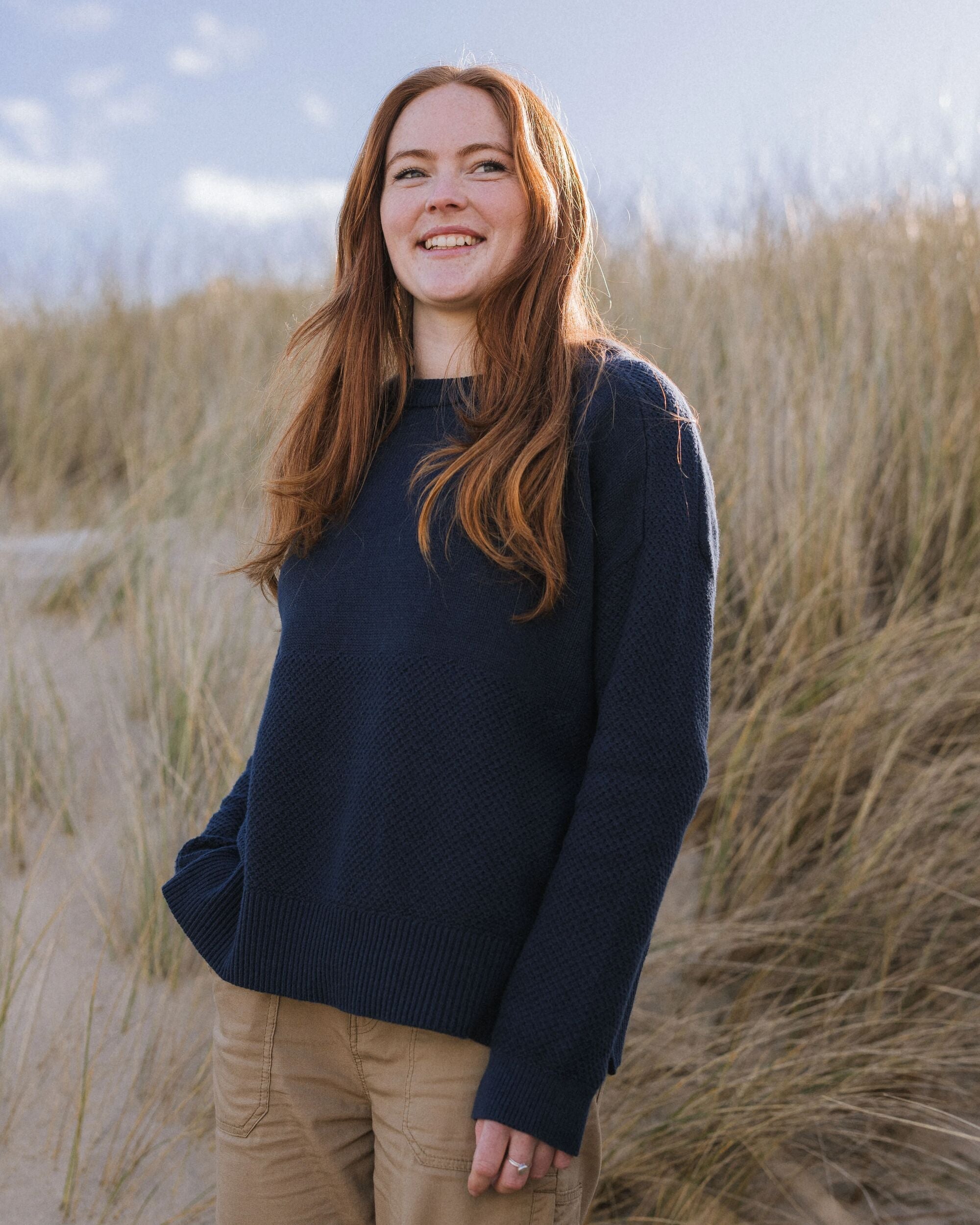 Cove Organic Cotton Knitted Jumper - Rich Navy
