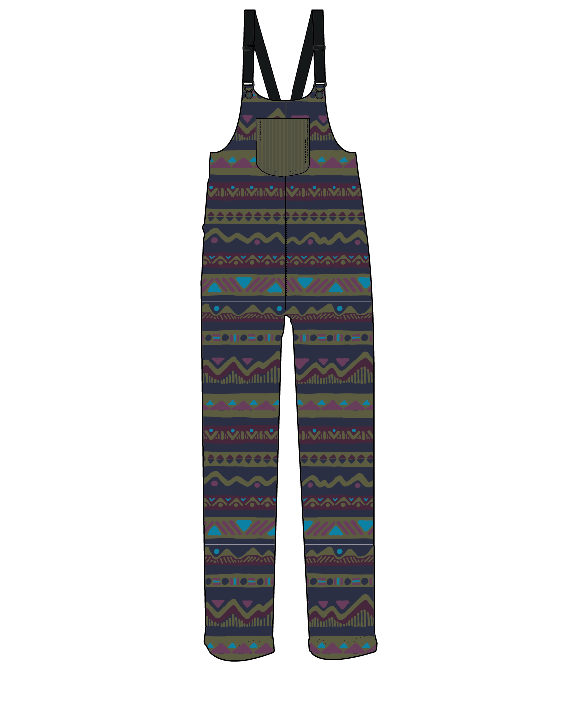 Ace Recycled Polar Fleece Dungarees - Mountain Geo Multi