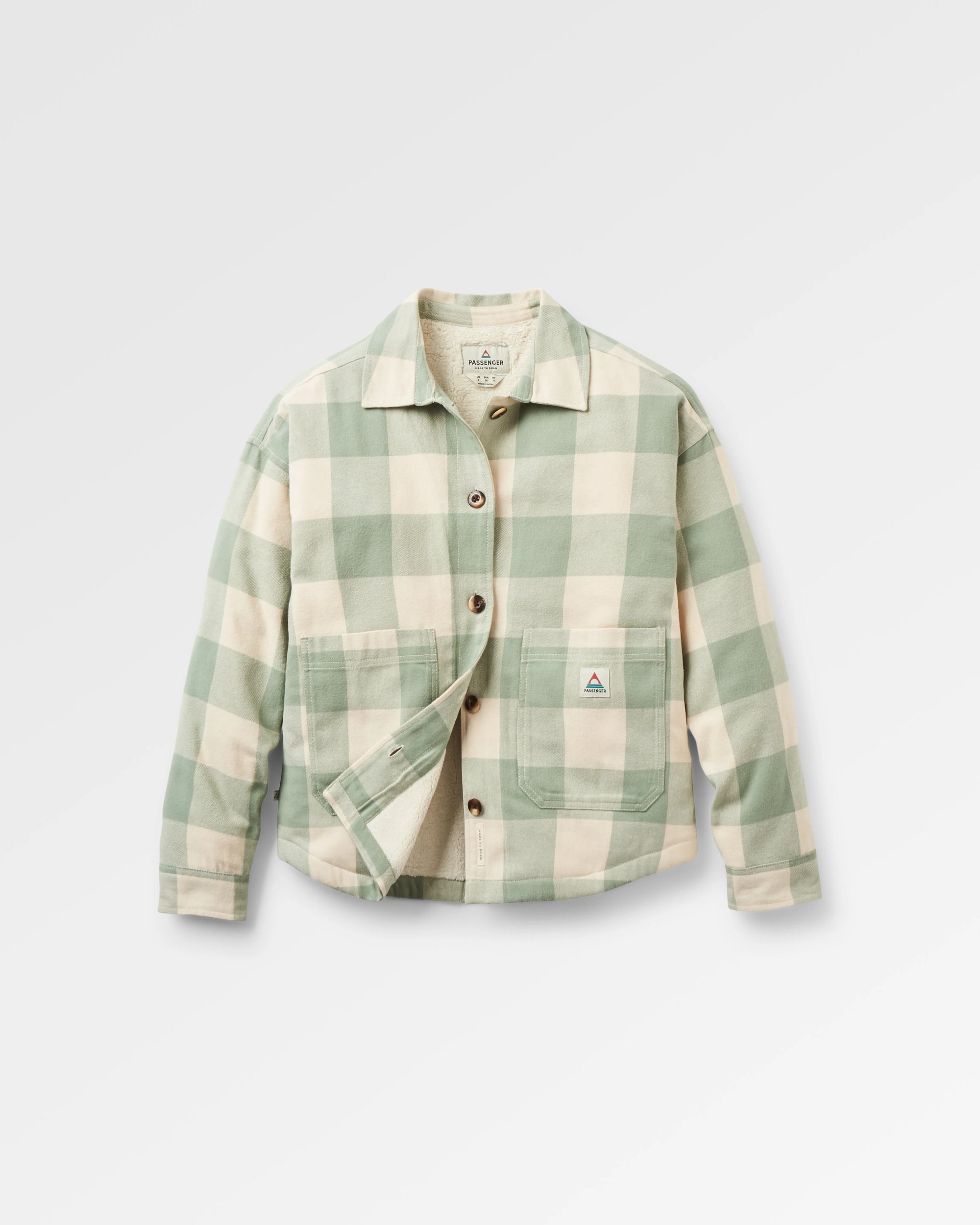 Flint Organic Cotton Overshirt - Pistachio Buffalo Check